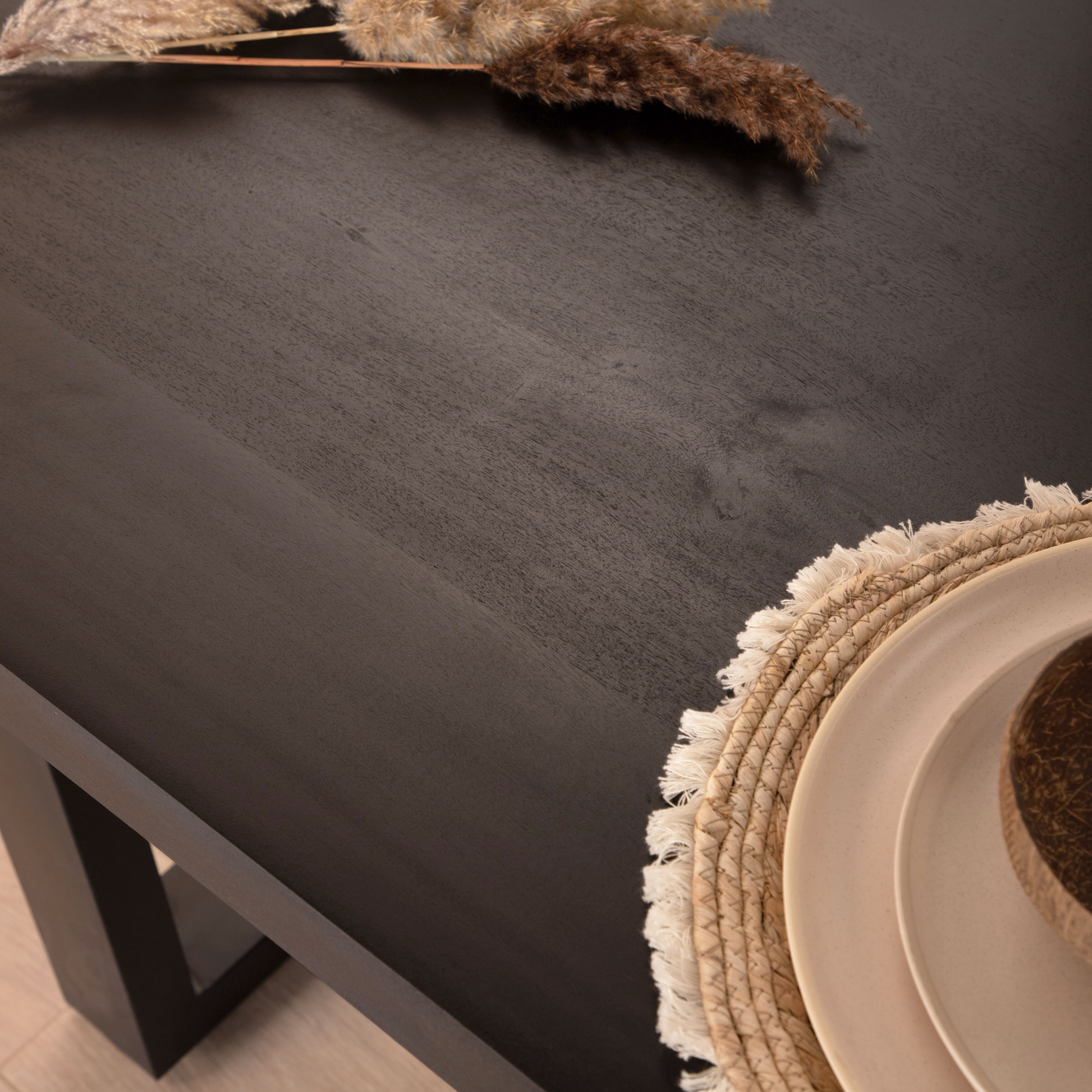 LivingFurn Eettafel 'Kala' Mangohout, 200 x 100cm, kleur zwart