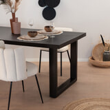 LivingFurn Eettafel 'Kala' Mangohout, kleur zwart, 220 x 100cm