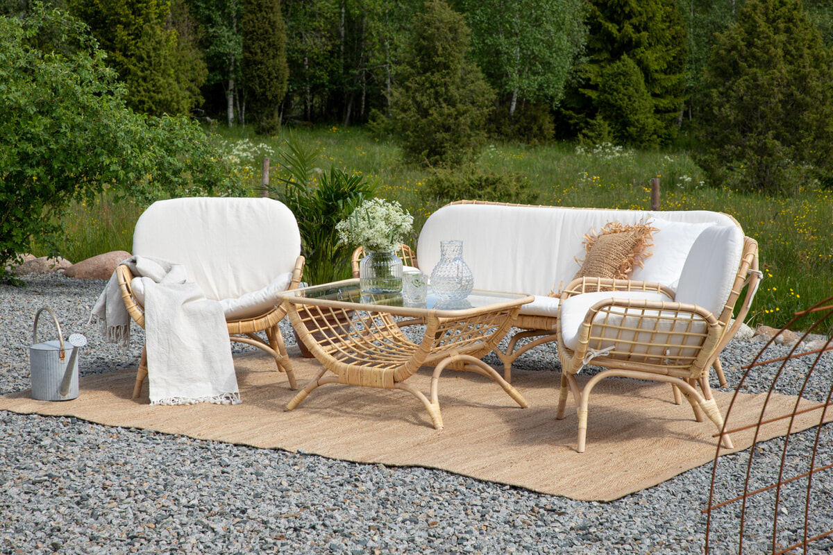 Nohr Loungetafel 'Britini' Rattan en glas, 95 x 60cm, kleur Naturel