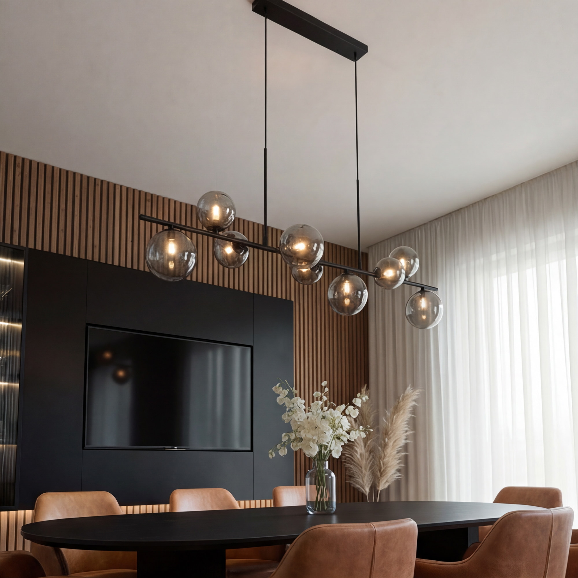 BASE Hanglamp Kasim 9-lichts, Glas - Smoke