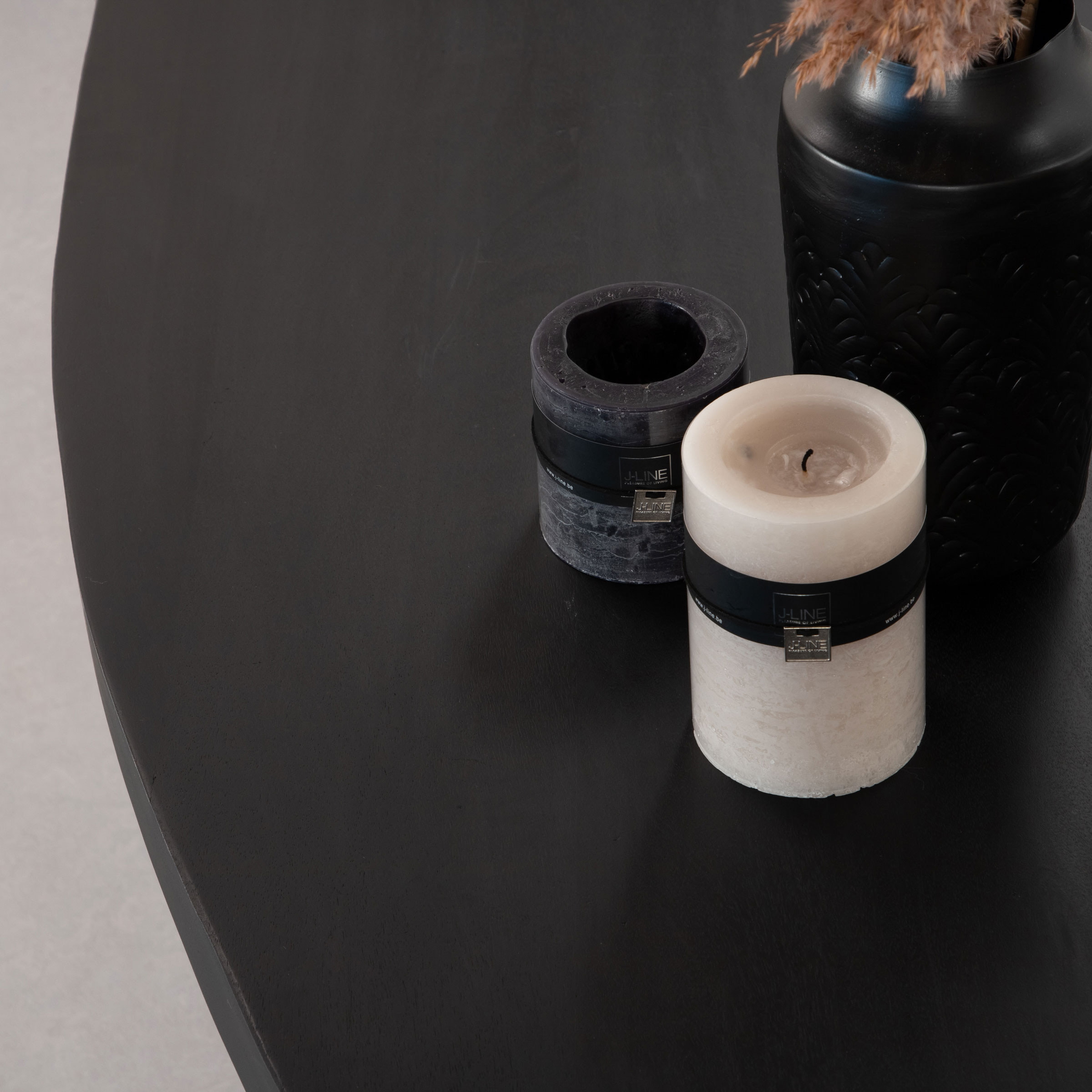 LivingFurn Ovale Eettafel 'Kala Spider' Mangohout en staal, 240 x 110cm, kleur zwart