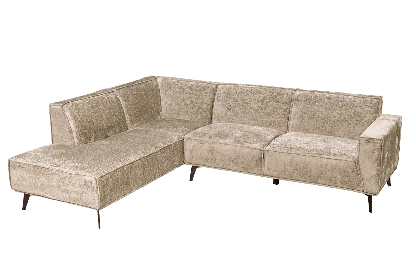 Tower Living Hoekbank Leeds Links, 268cm, Touch-stof - Beige