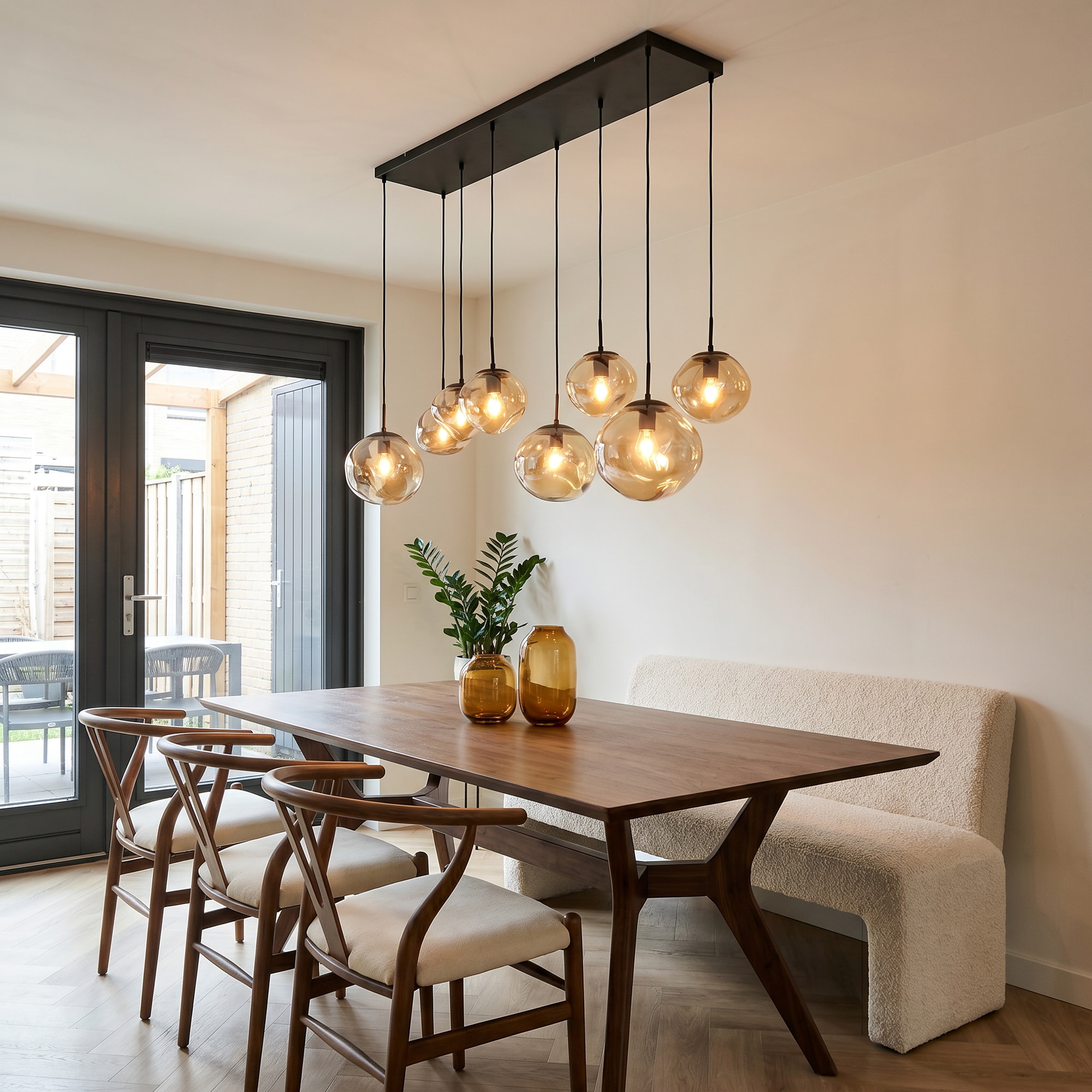 BASE Hanglamp Kasim 8-lamps, Glas - Amber