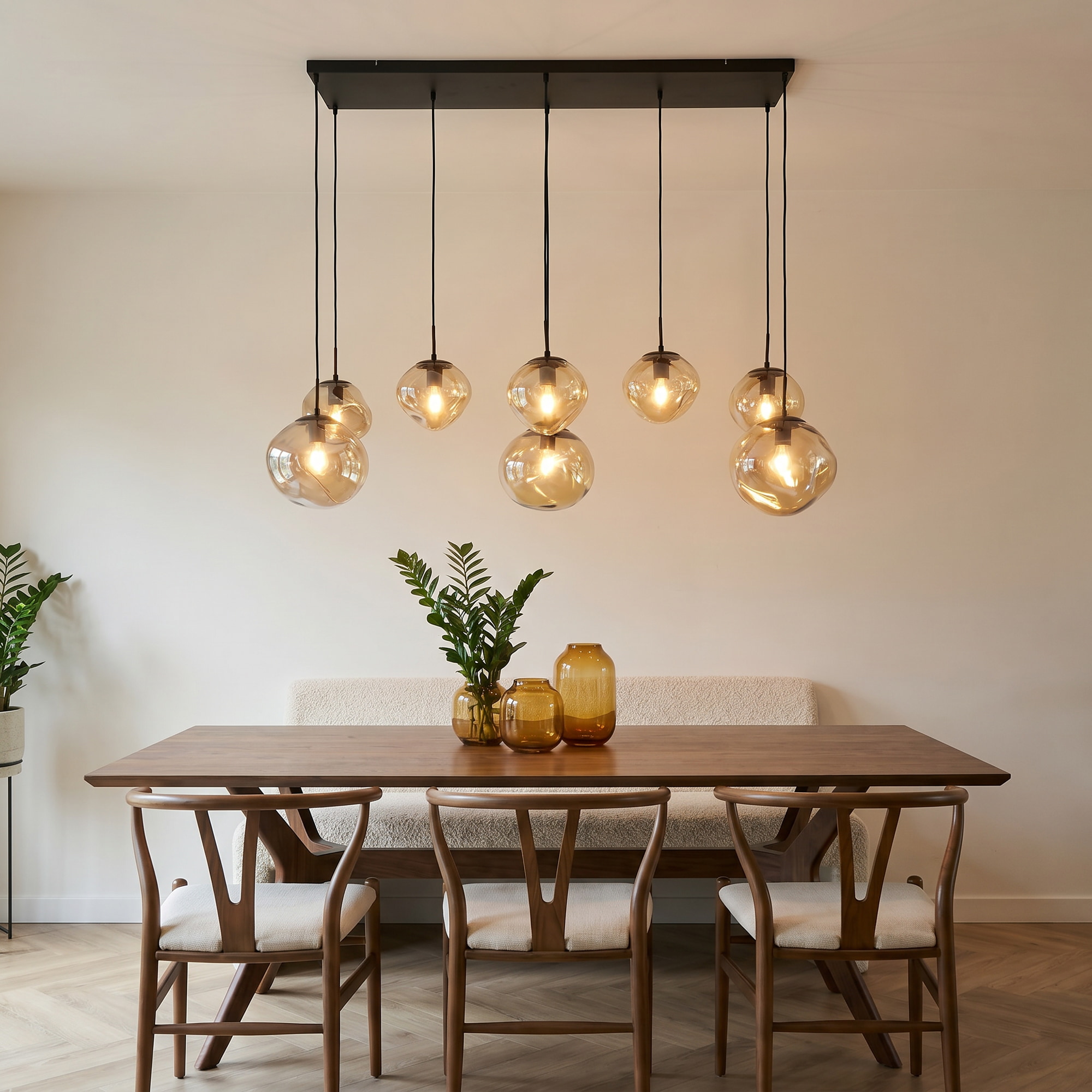 BASE Hanglamp Kasim 8-lamps, Glas - Amber