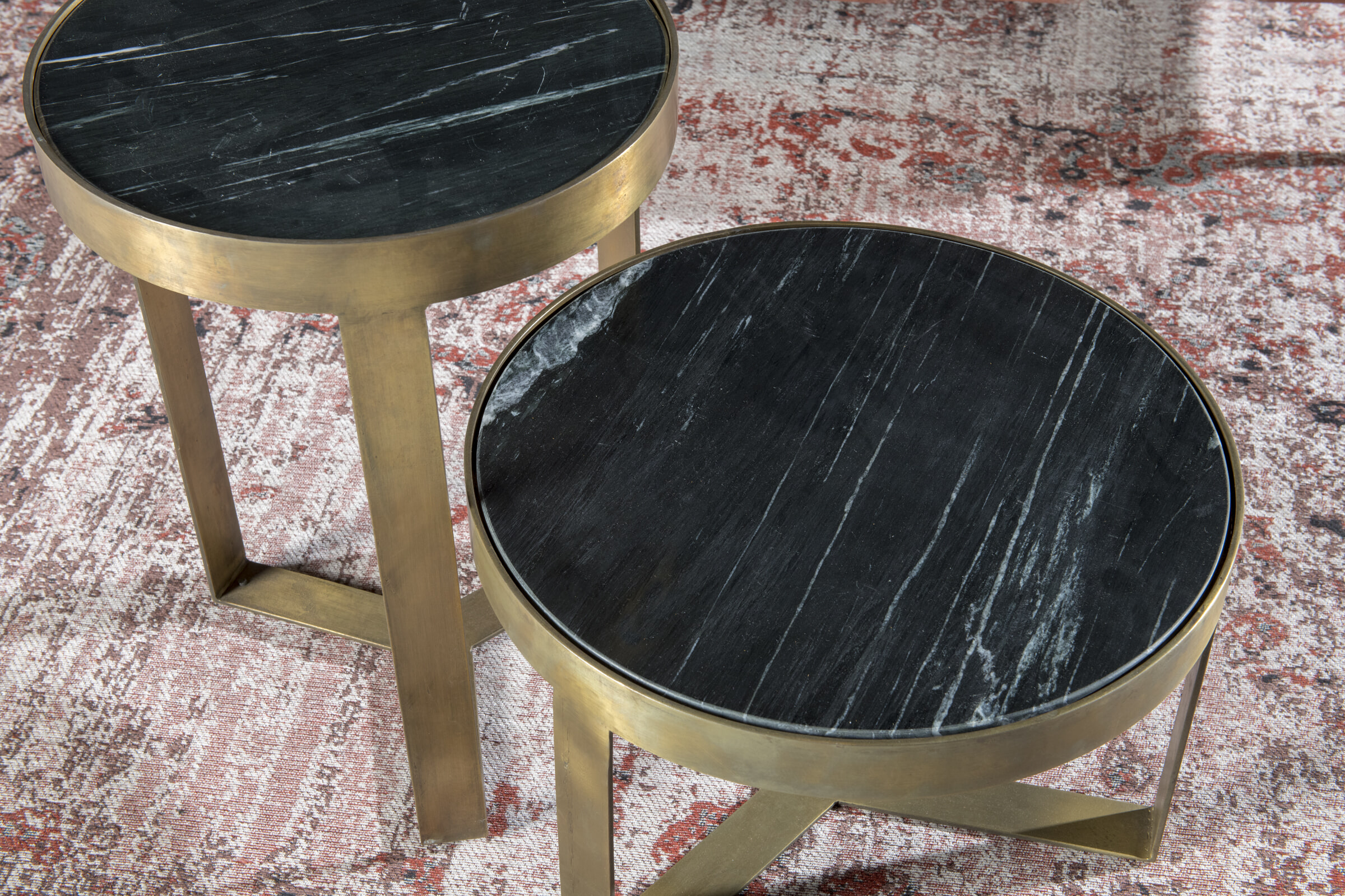 LivingFurn Salontafel 'Glennis' Ø40cm, kleur Zwart/Goud