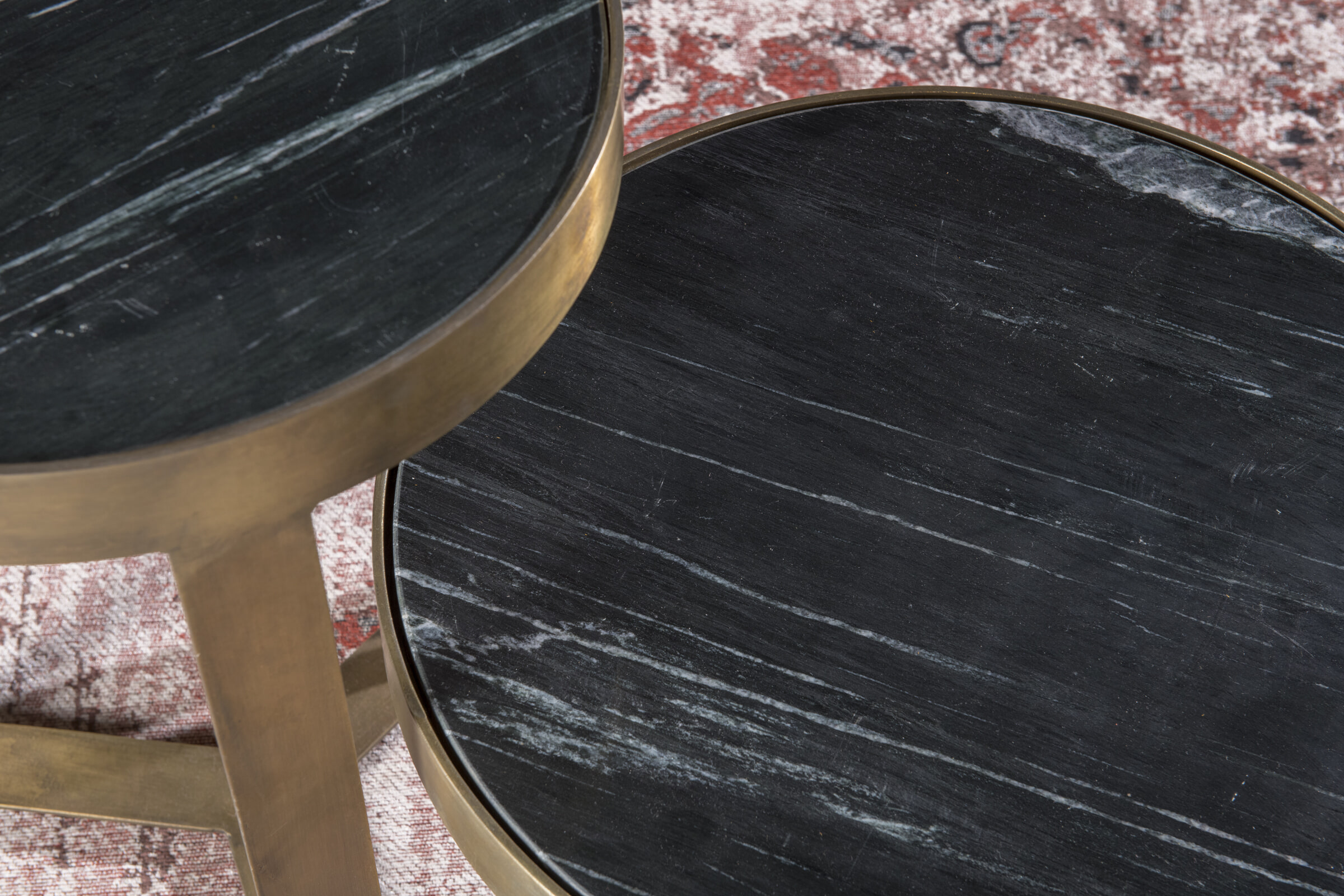 LivingFurn Salontafel 'Glennis' Ø40cm, kleur Zwart/Goud