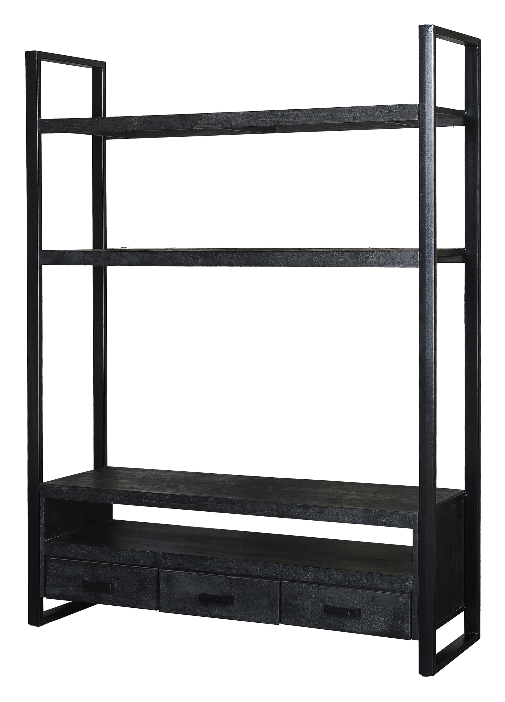 Livingfurn Hoog TV-meubel 'Norris' Mangohout en staal, 150 cm