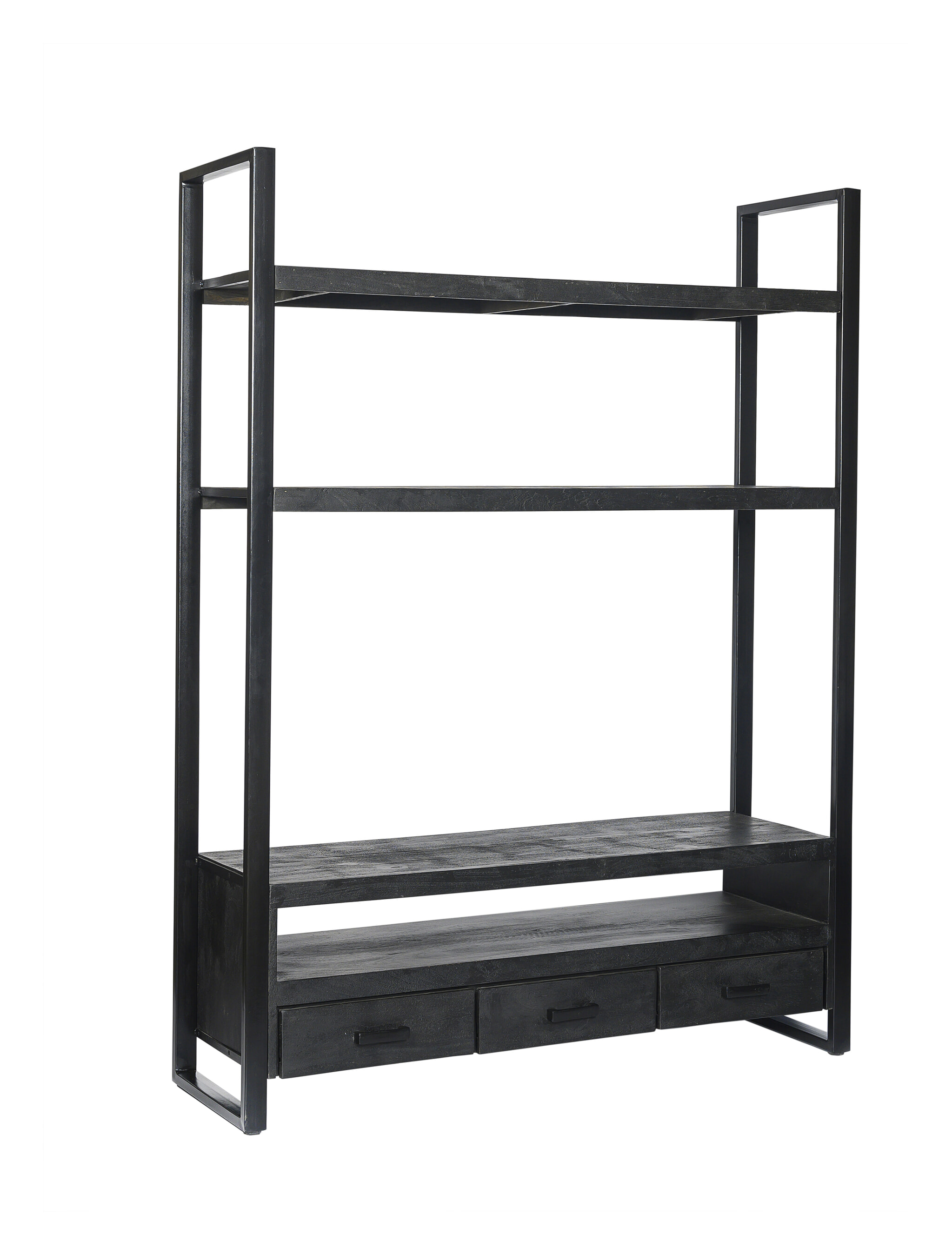 LivingFurn | Norris | TV kast | 150 x 200 cm | zwart | mangohout met staal