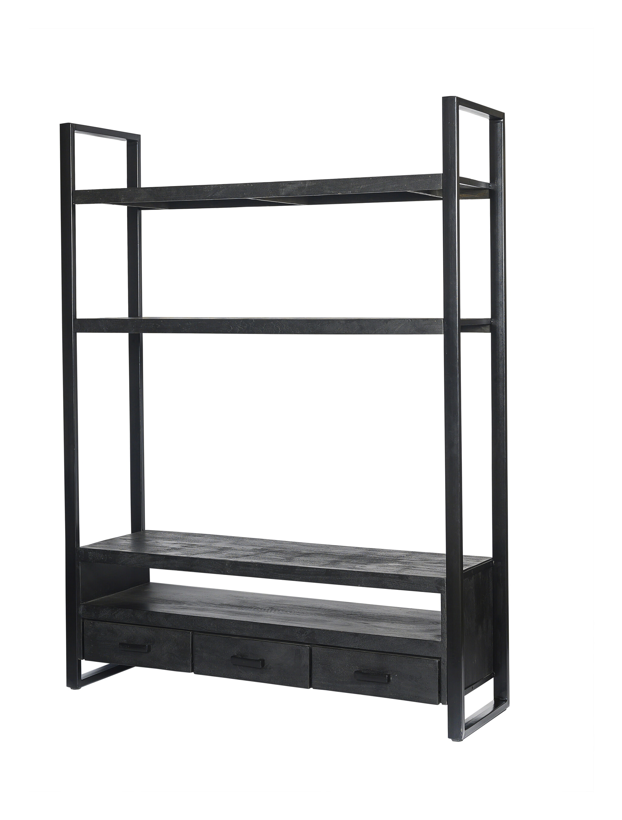 Livingfurn Hoog TV-meubel 'Norris' Mangohout en staal, 150 cm