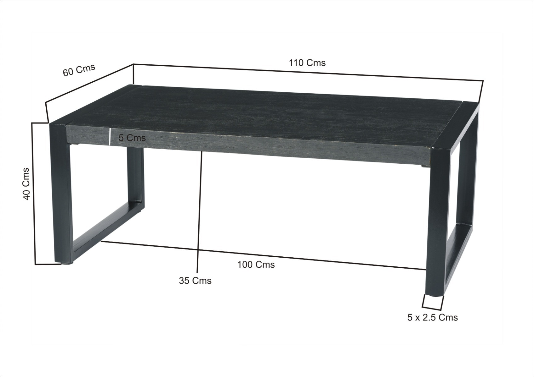 Livingfurn Salontafel 'Norris' Mangohout en staal, 110 x 60cm