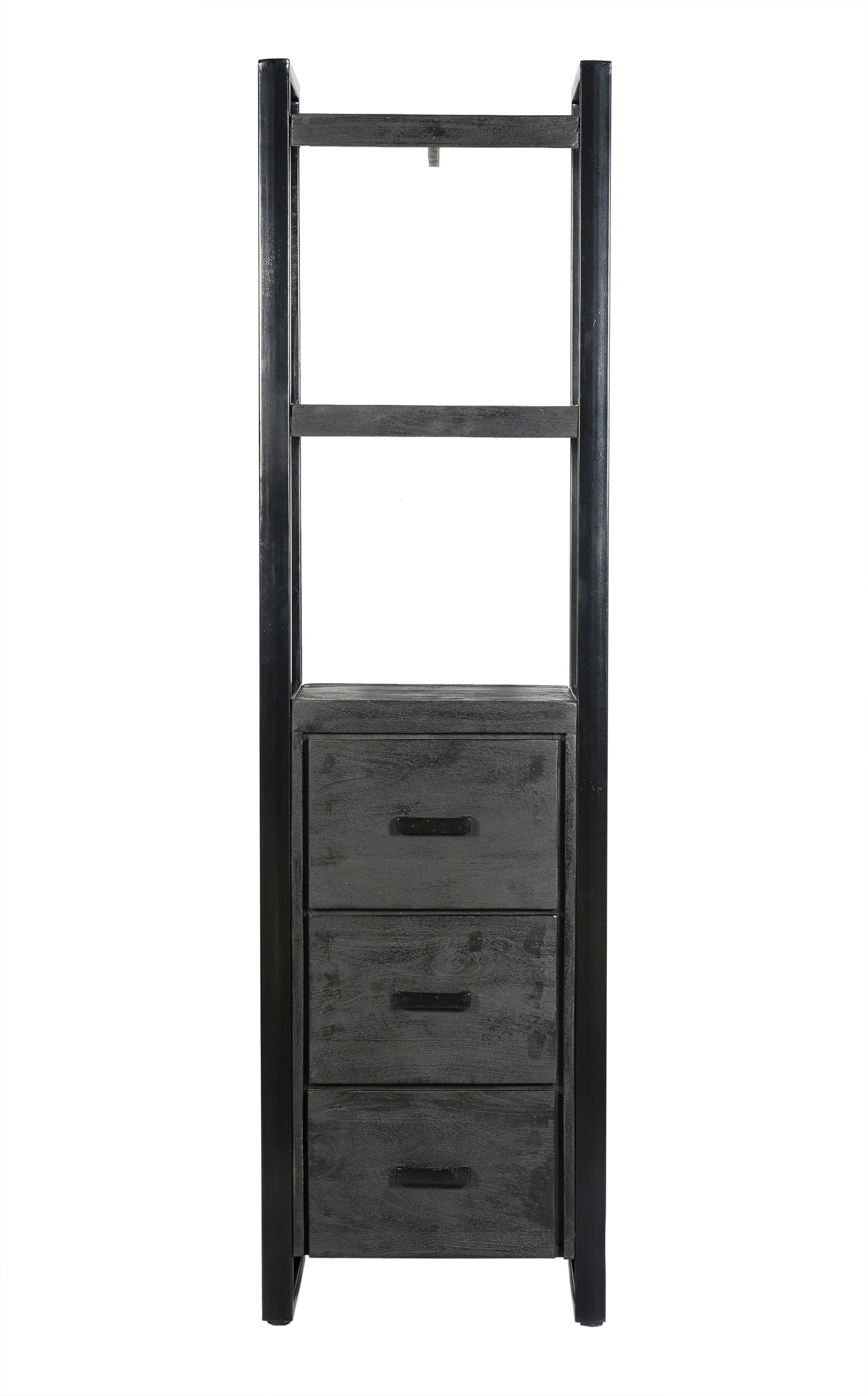 Livingfurn Boekenkast 'Norris' Mangohout en staal, 200 x 55cm
