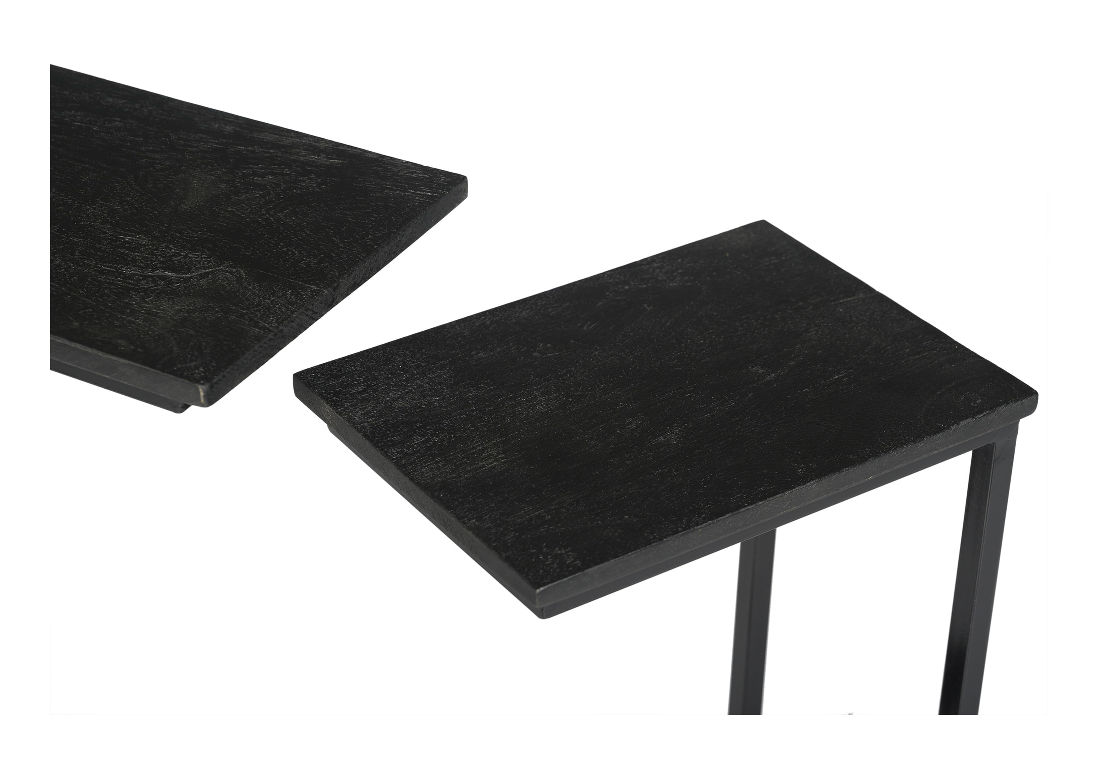 Livingfurn Laptoptafel 'Norris' Mangohout en staal, Set van 2 stuks