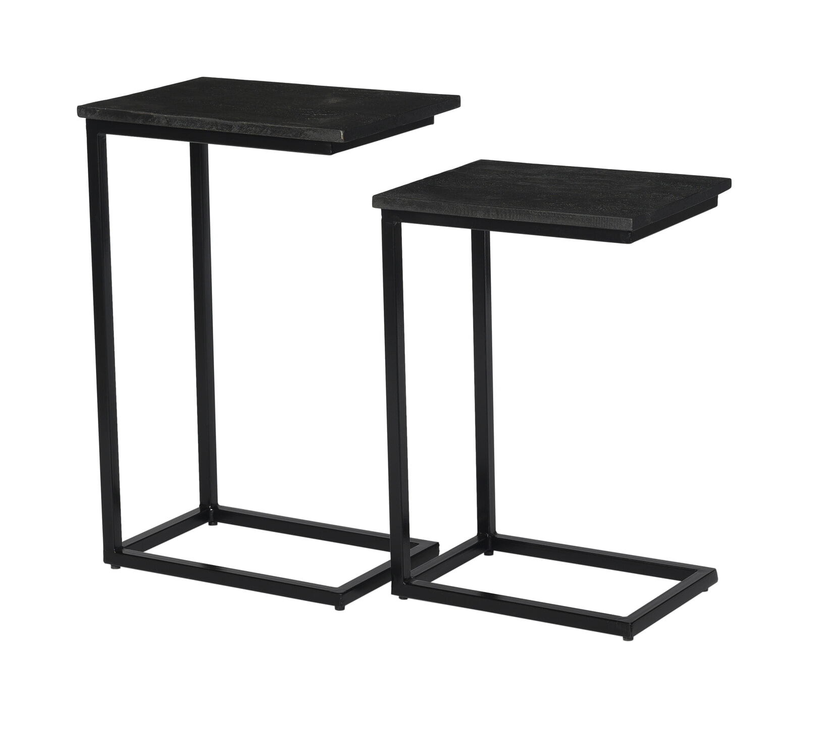 Livingfurn Laptoptafel 'Norris' Mangohout en staal, Set van 2 stuks