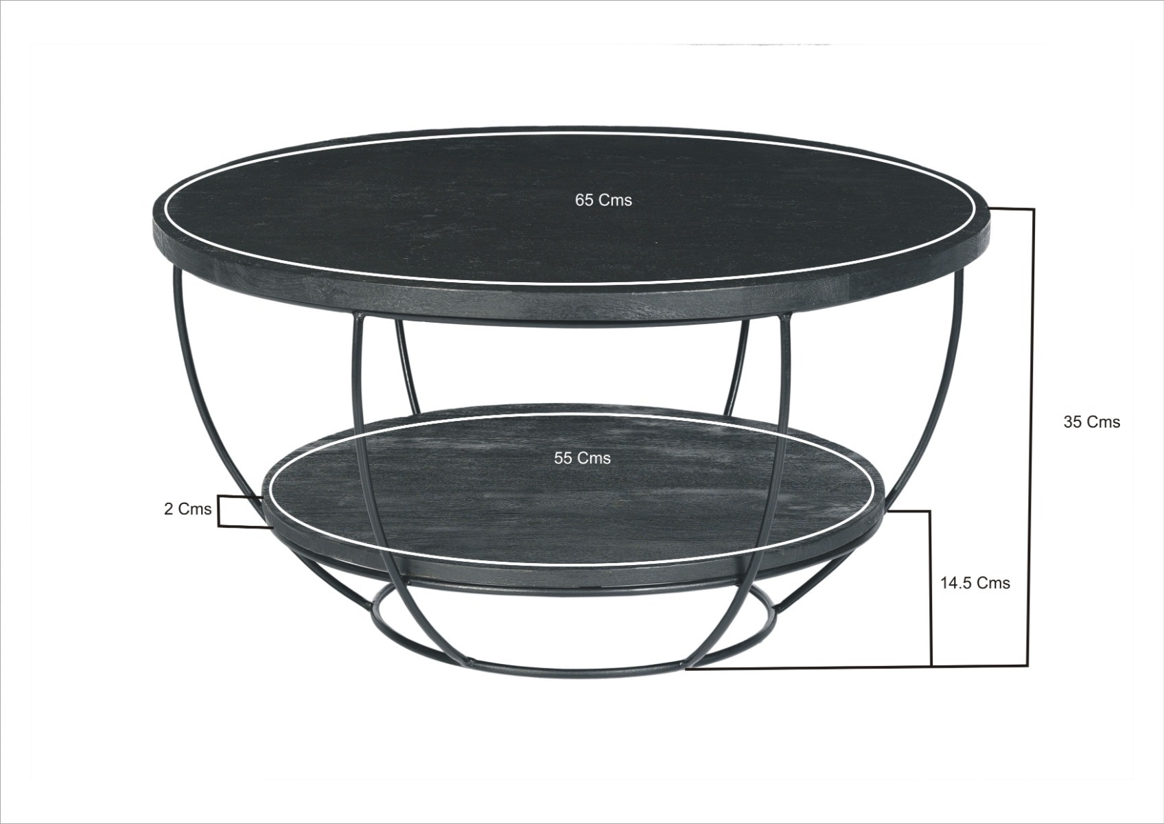 Livingfurn Salontafel 'Norris' Mangohout en staal, 65cm