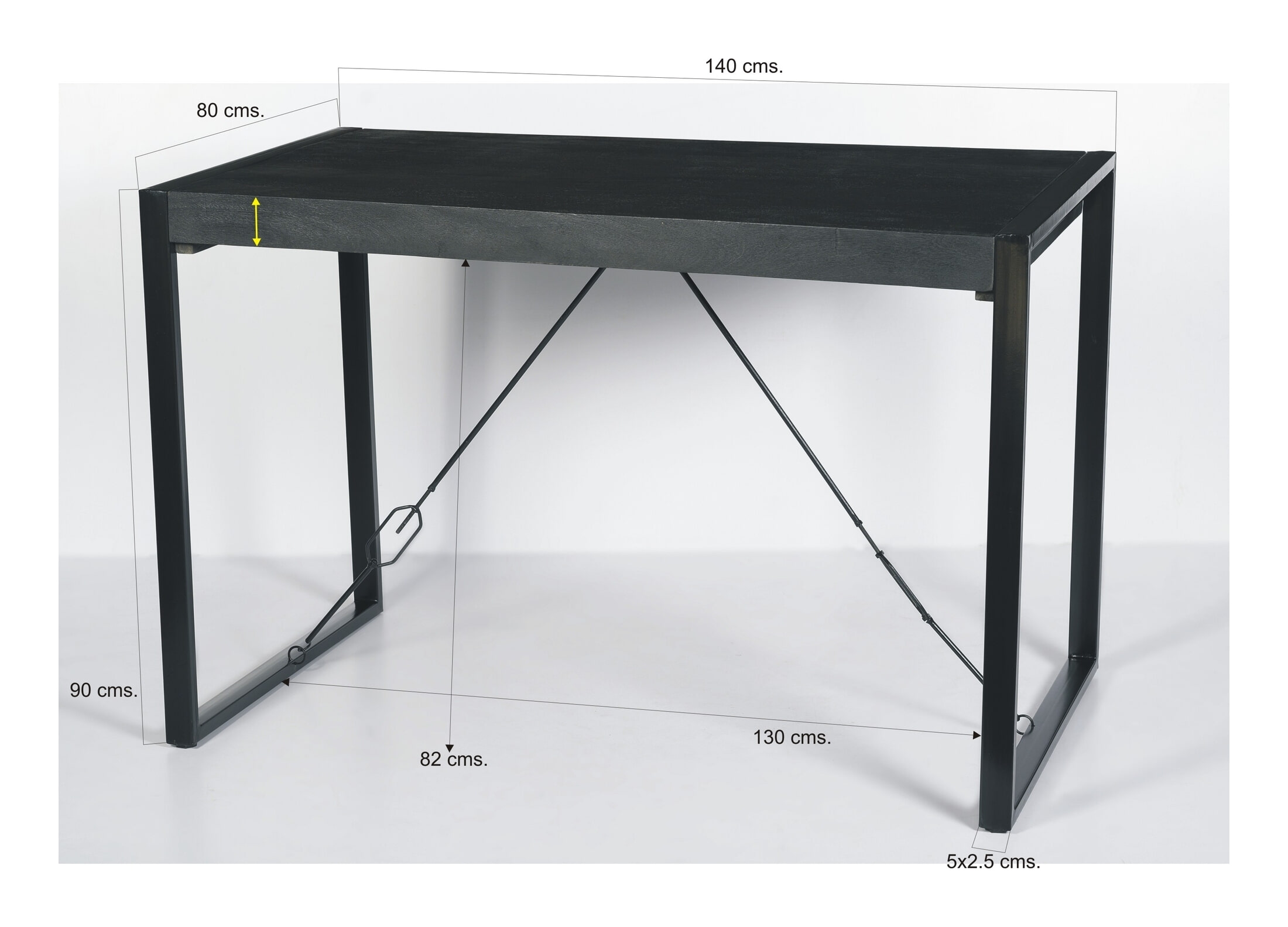 Livingfurn Bartafel 'Norris' Mangohout en staal, 140 x 80cm
