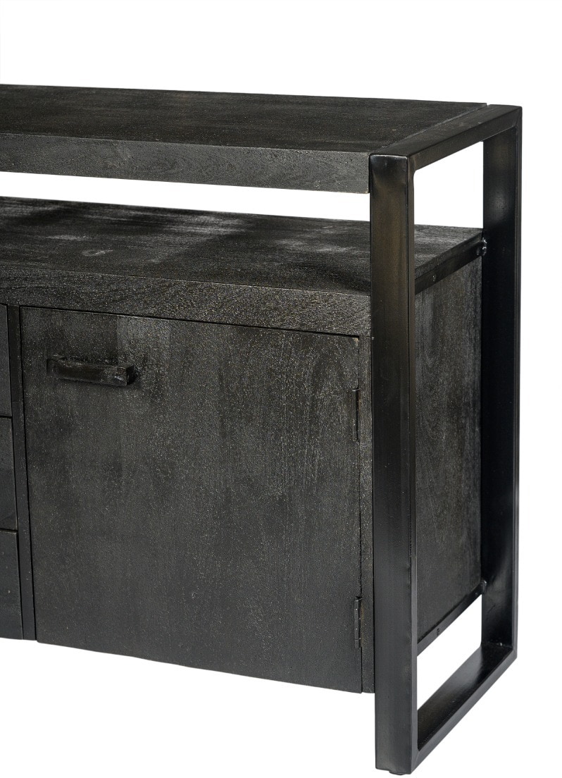 Livingfurn Dressoir 'Norris' Mangohout en staal, 210 cm