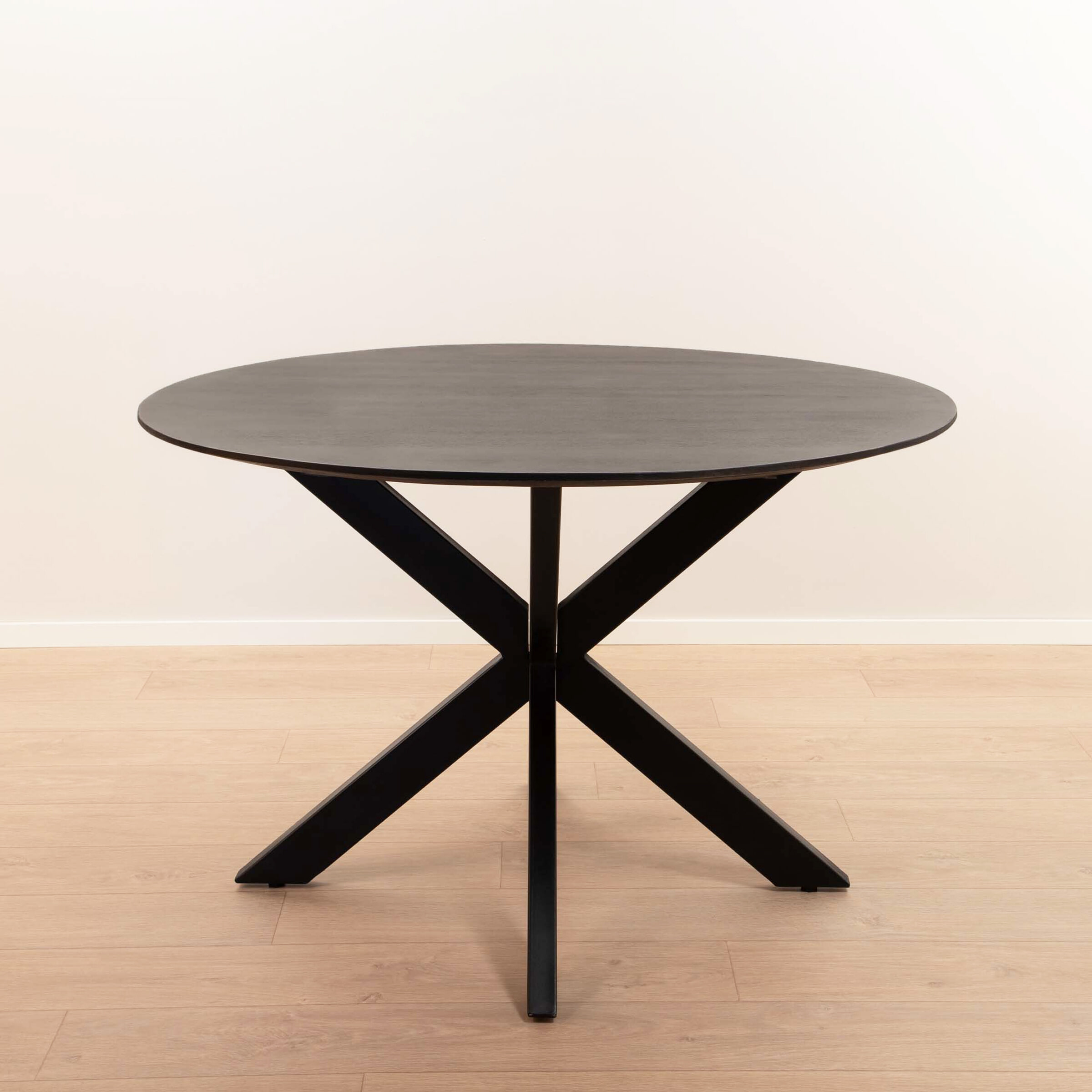 Ronde Eettafel 'Oslo' Black, Mangohout en staal, 130cm