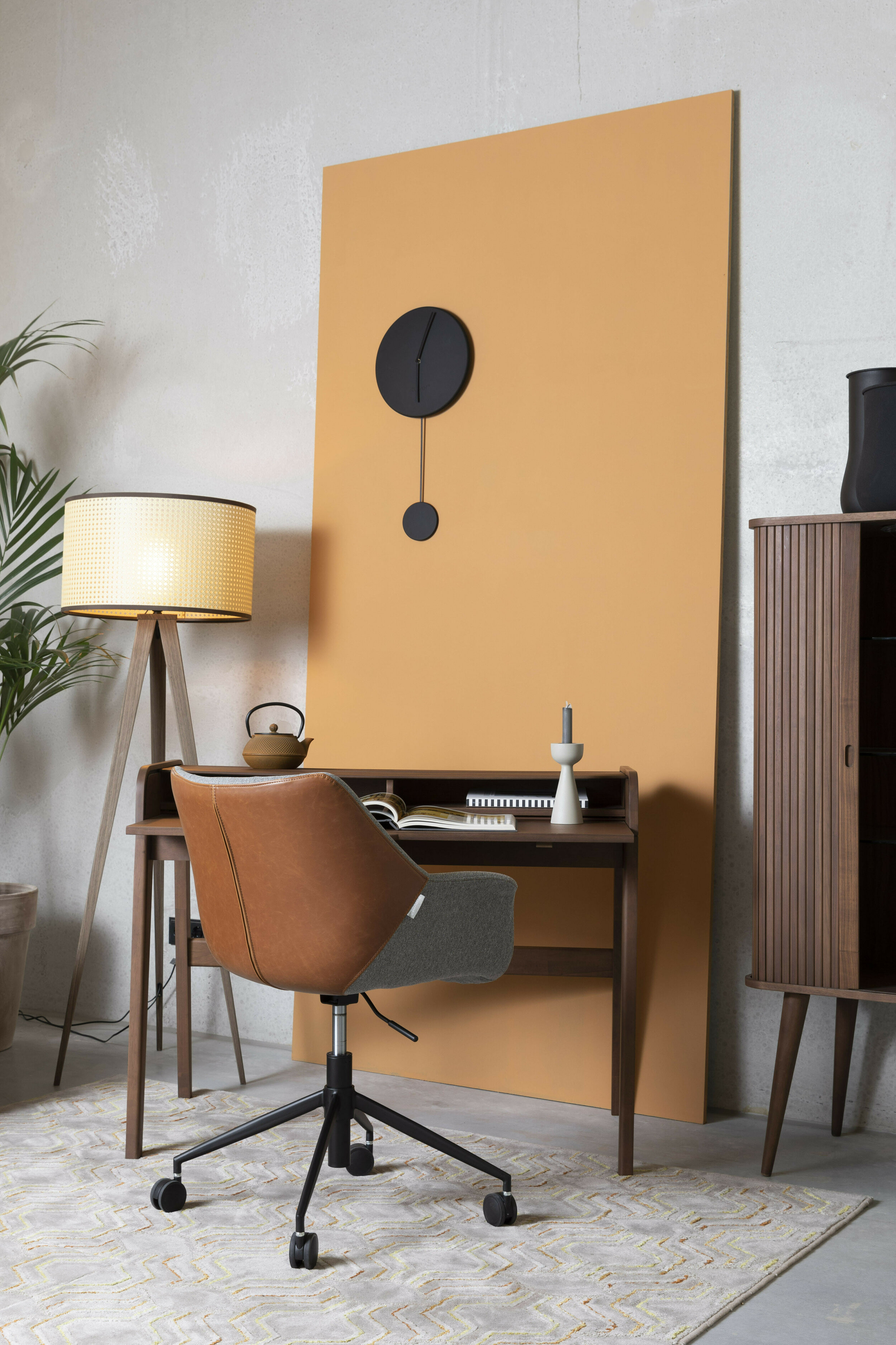 Zuiver Bureaustoel 'Doulton' PU en stof, kleur Grijs/Bruin