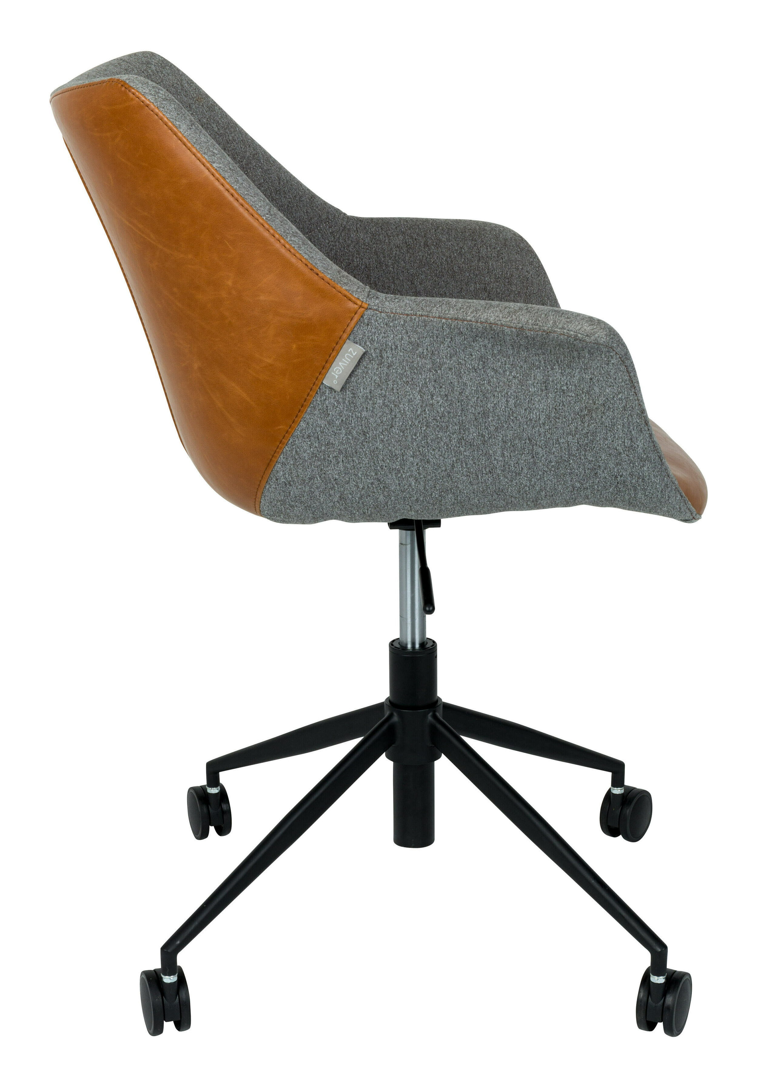 Zuiver Bureaustoel 'Doulton' PU en stof, kleur Grijs/Bruin