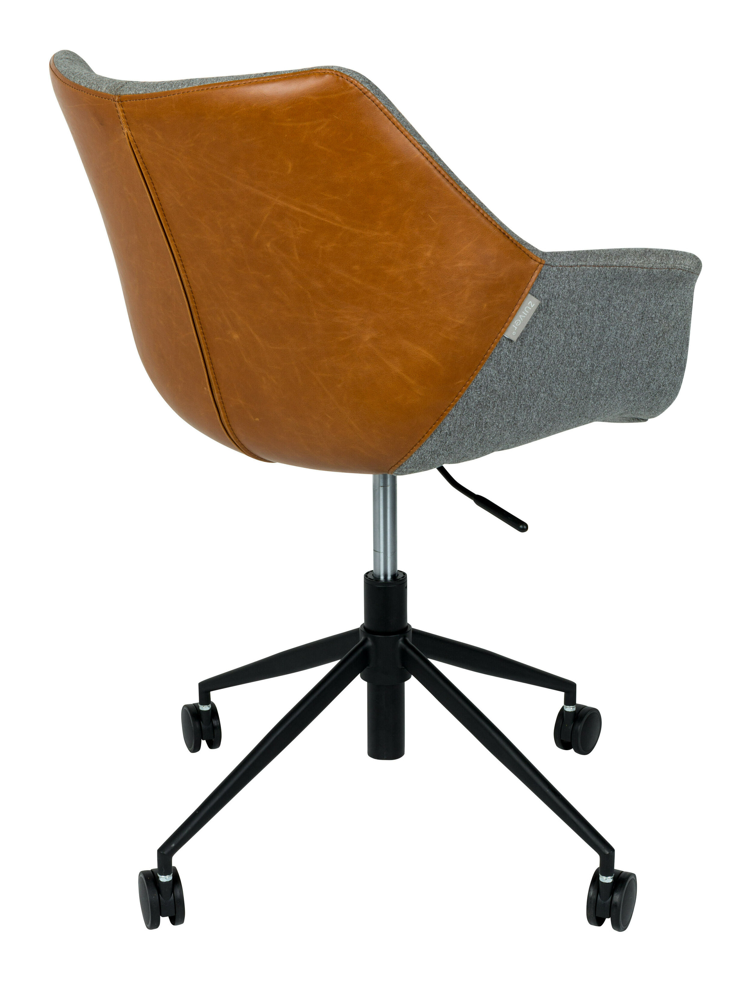Zuiver Bureaustoel 'Doulton' PU en stof, kleur Grijs/Bruin