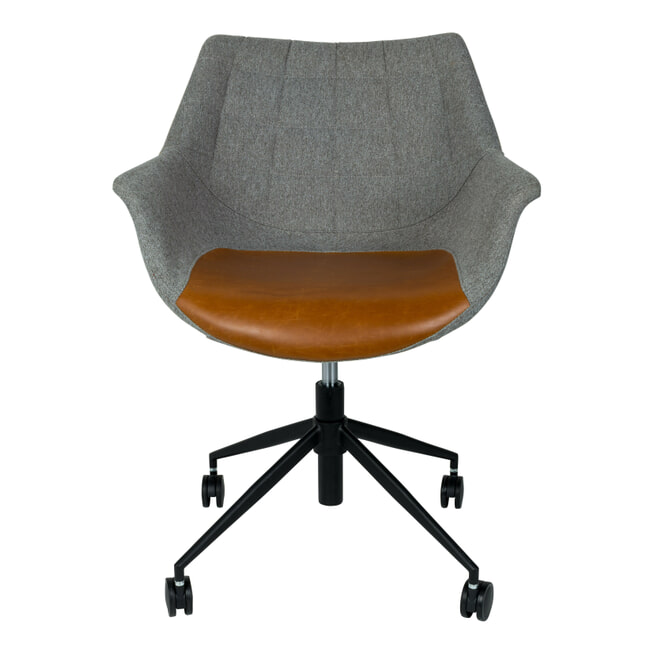 Zuiver Bureaustoel 'Doulton' PU en stof, kleur Grijs/Bruin