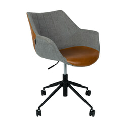 Zuiver Bureaustoel 'Doulton' PU en stof, kleur Grijs/Bruin
