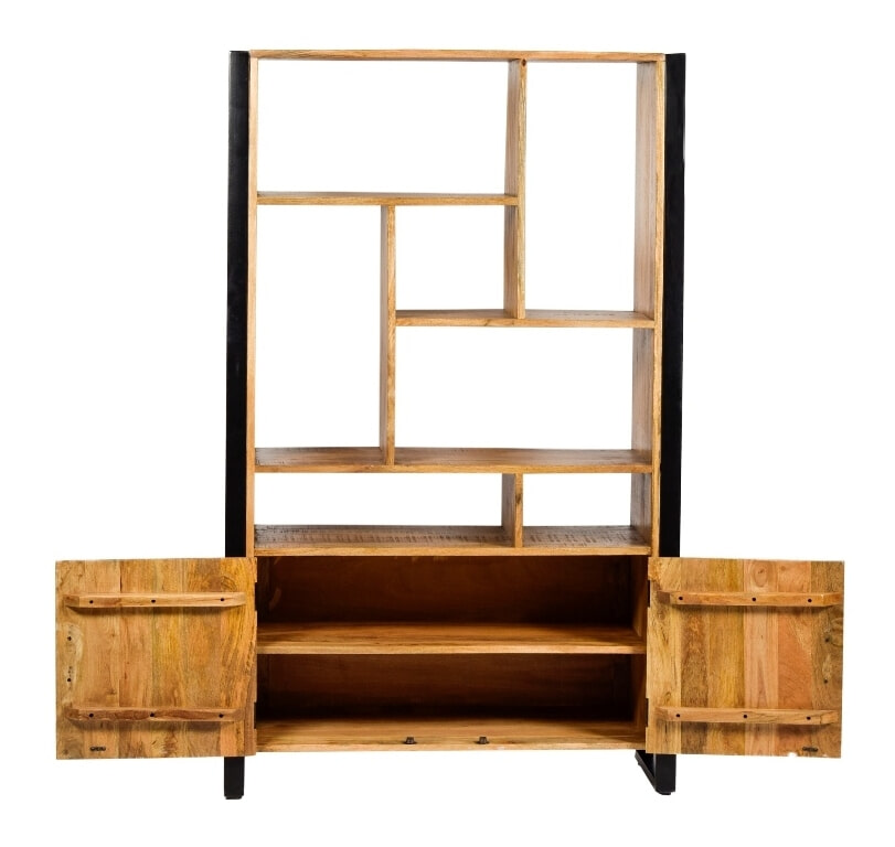 Livingfurn Wandkast 'Nairobi' Mangohout en staal, 180 x 110cm
