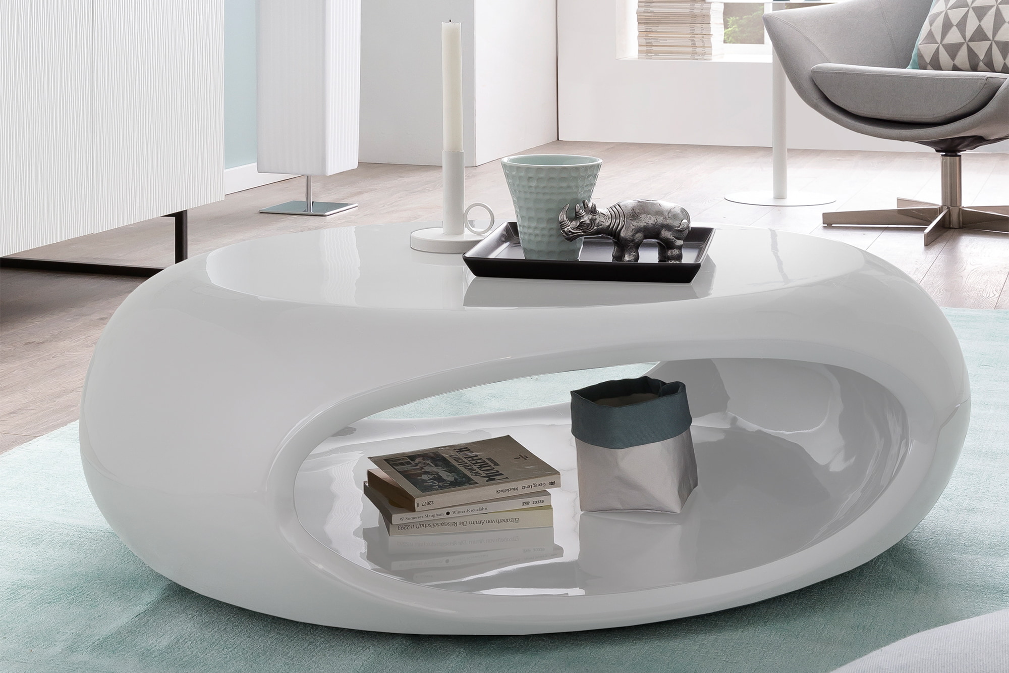 Artistiq Salontafel 'Rhoda' 100 x 70cm, kleur hoogglans wit