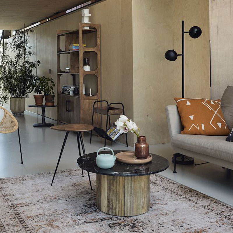 Brix Salontafel 'Nova' Mangohout en marmer, kleur Zwart
