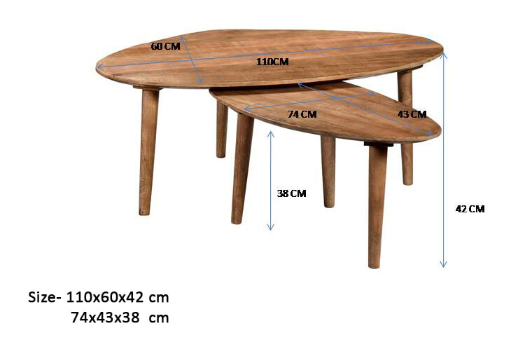 Sohome Organische Salontafel 'Yaden' Mangohout, Set van 2 stuks