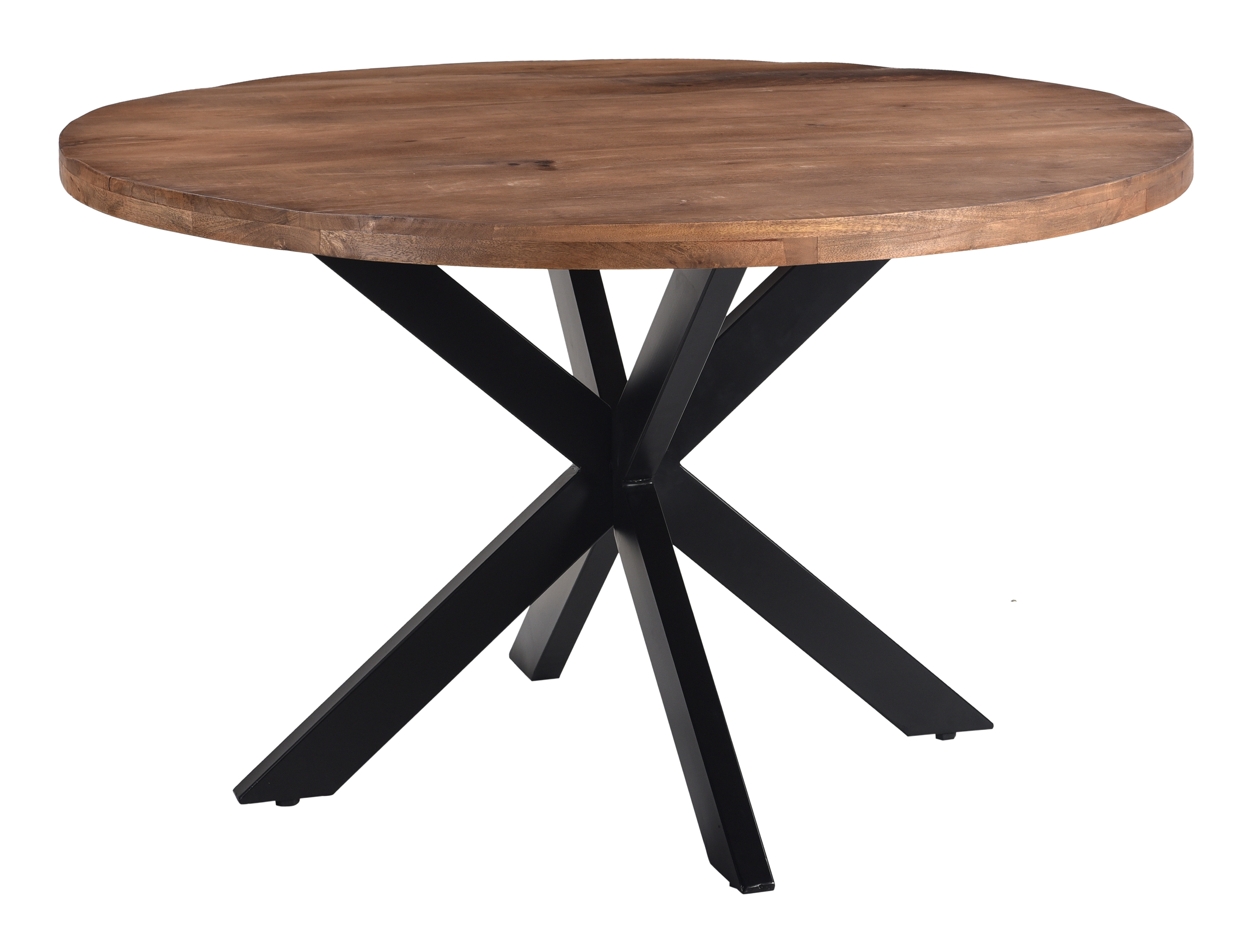 LivingFurn Ronde Eettafel 'Rocky' Mangohout en staal, 140cm