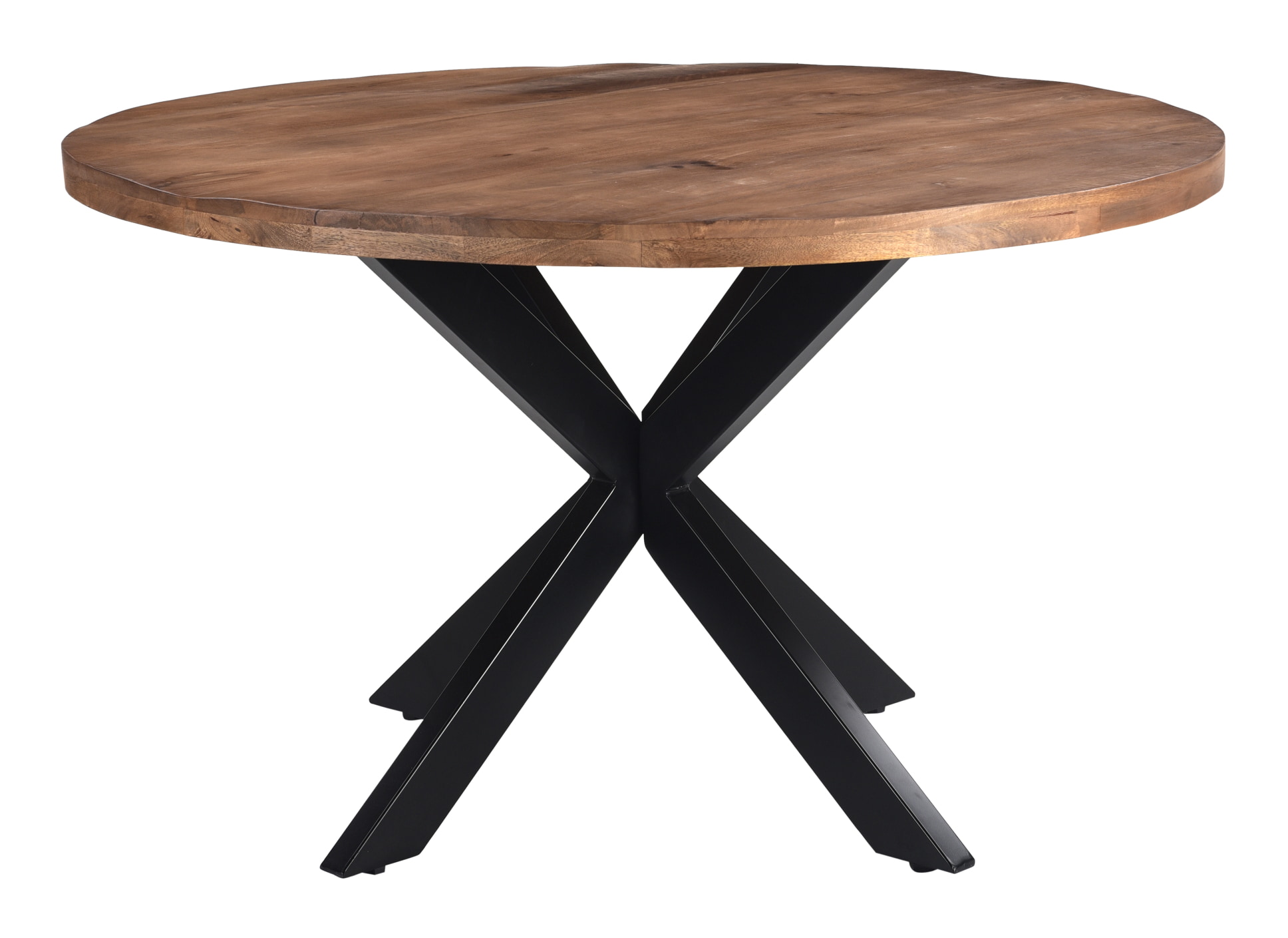 LivingFurn Ronde Eettafel 'Rocky' Mangohout en staal, 140cm