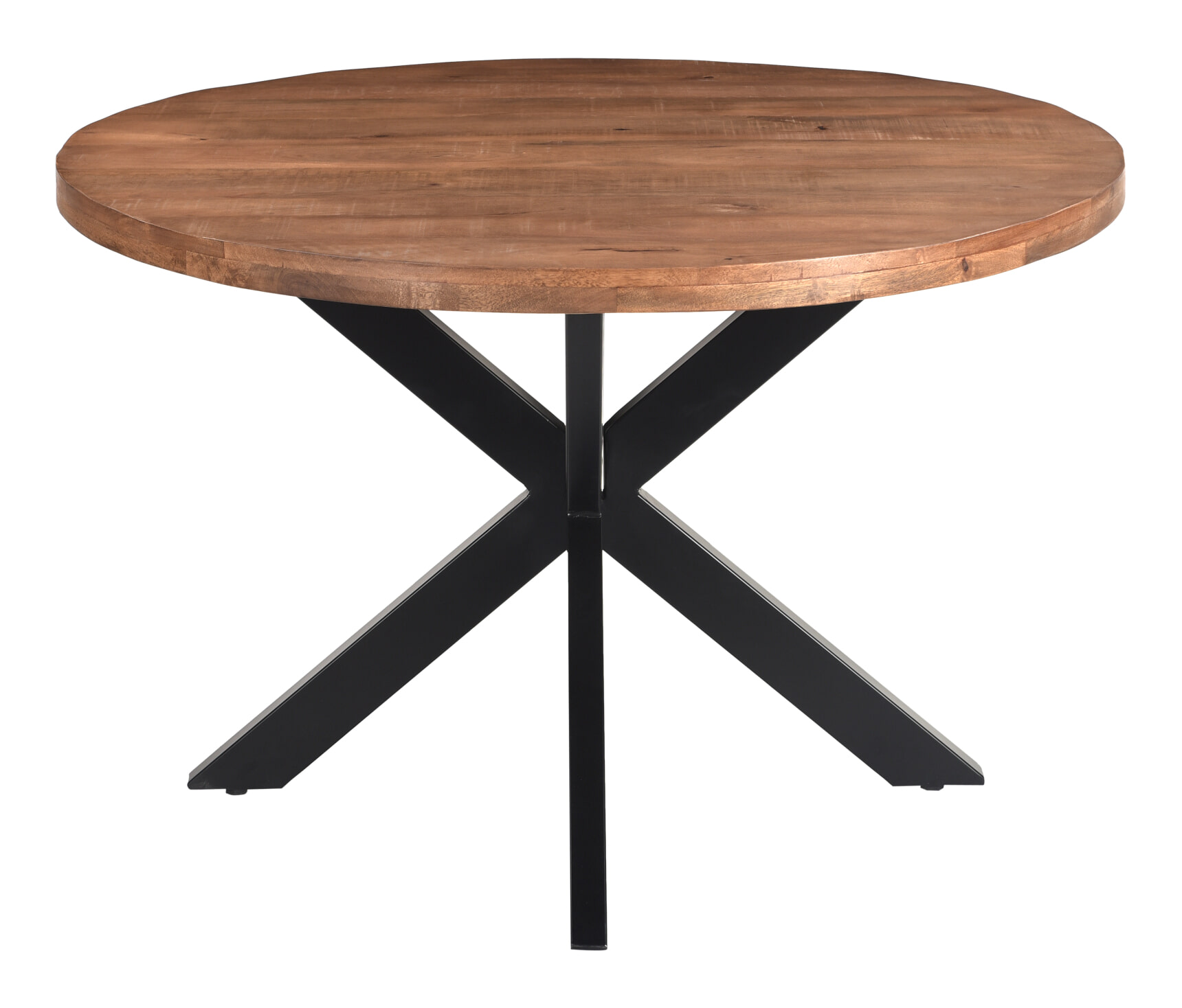 LivingFurn Ronde Eettafel 'Rocky' Mangohout en staal, 140cm