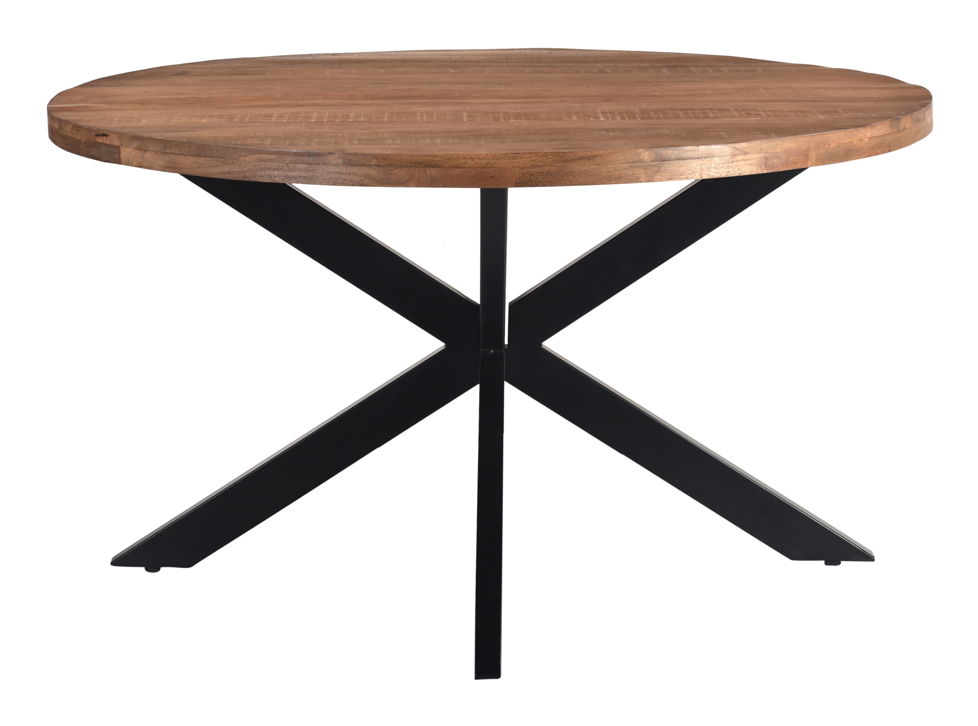 LivingFurn Ronde Eettafel 'Rocky' Mangohout en staal, 150cm