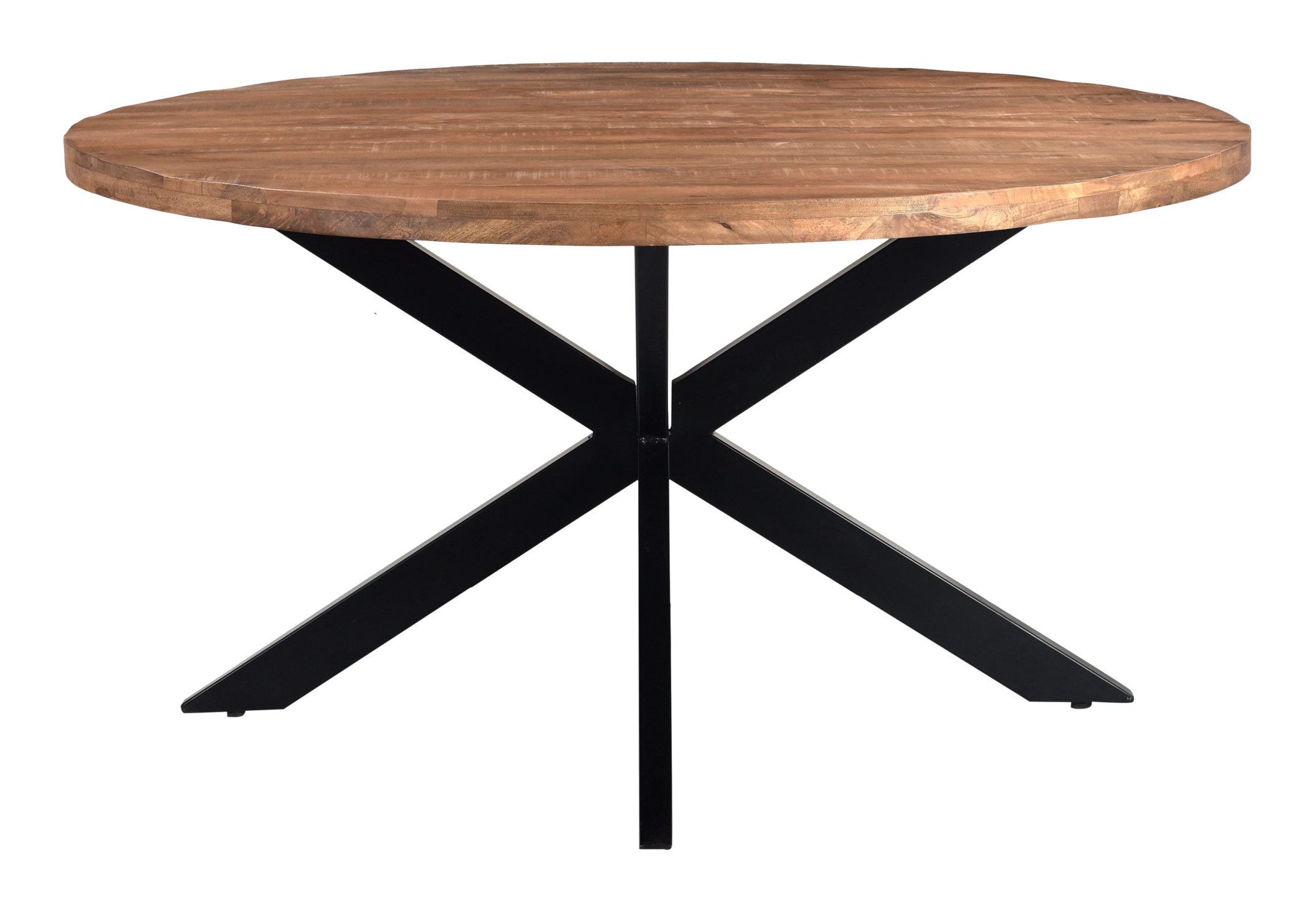 LivingFurn Ronde Eettafel 'Rocky' Mangohout en staal, 150cm