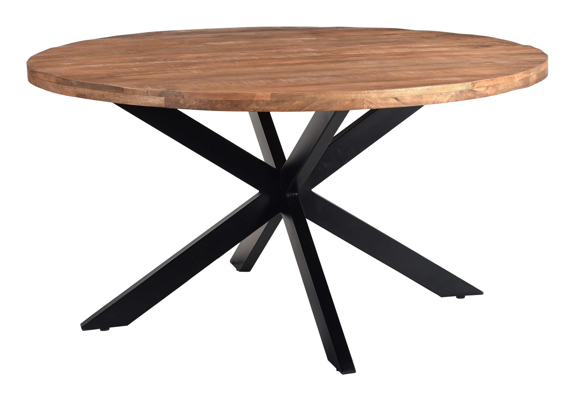 LivingFurn Ronde Eettafel 'Rocky' Mangohout en staal, 130cm