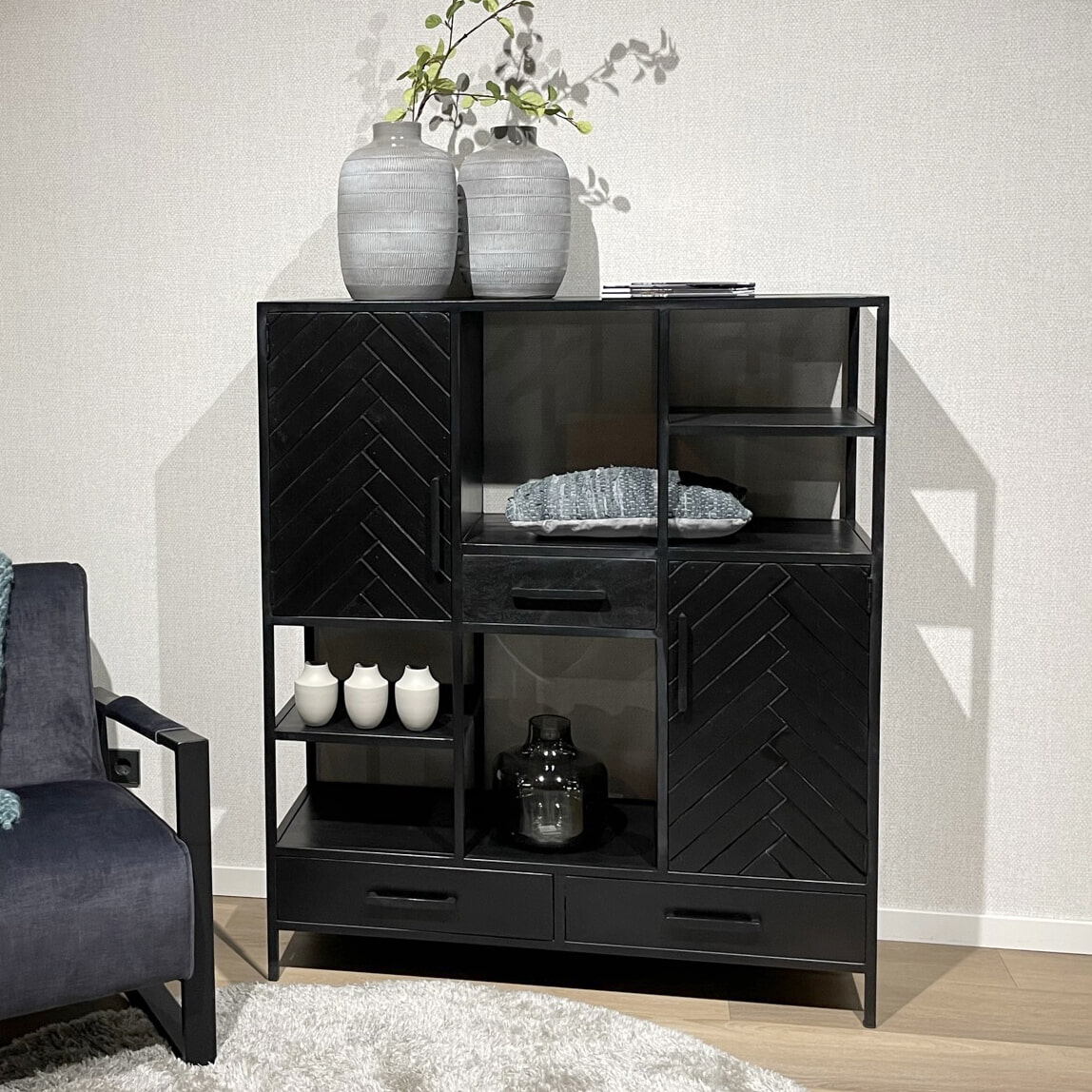 Livingfurn Wandkast 'York' Mangohout en staal