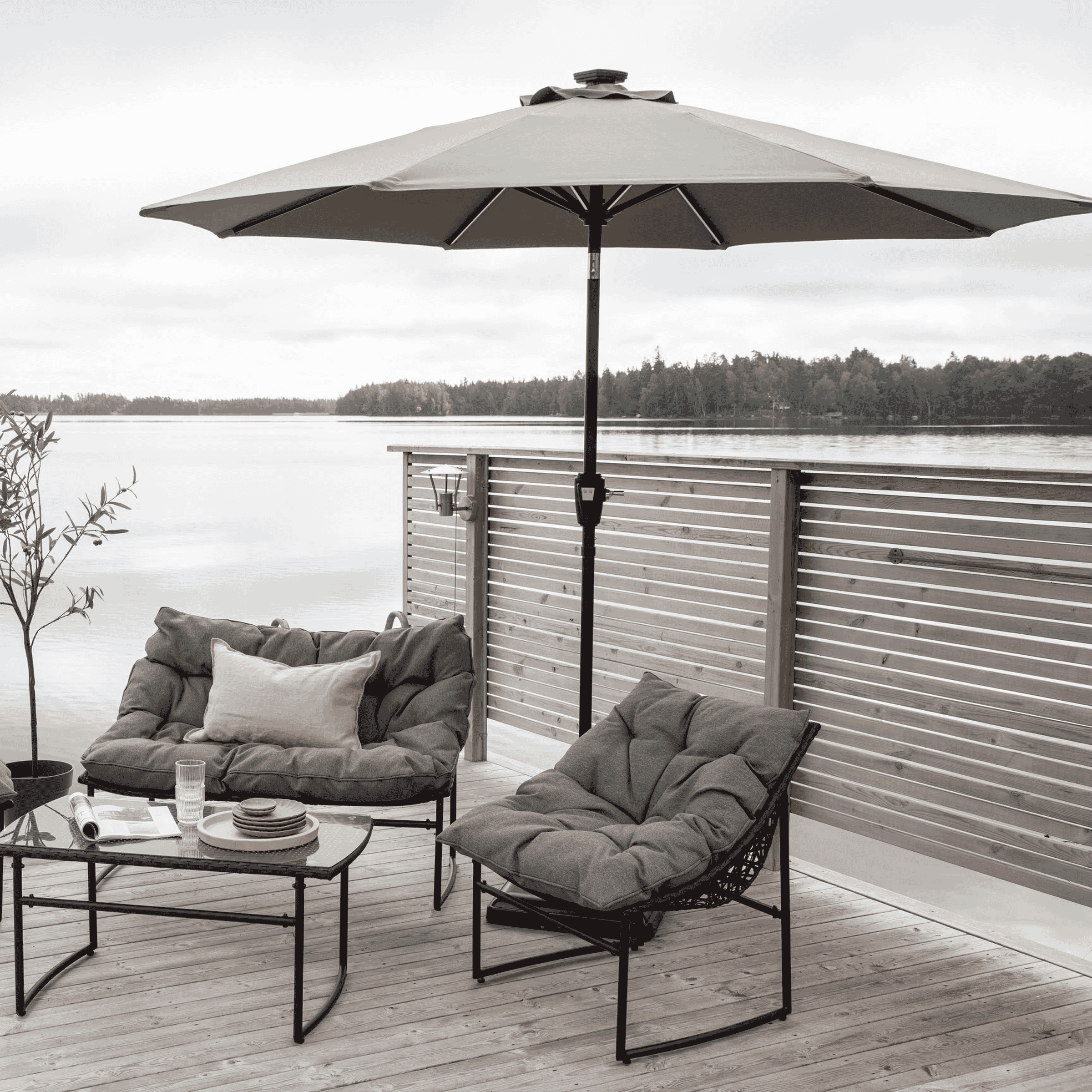 Nohr Parasol 'Bryttany' LED, 270cm, kleur Grijs