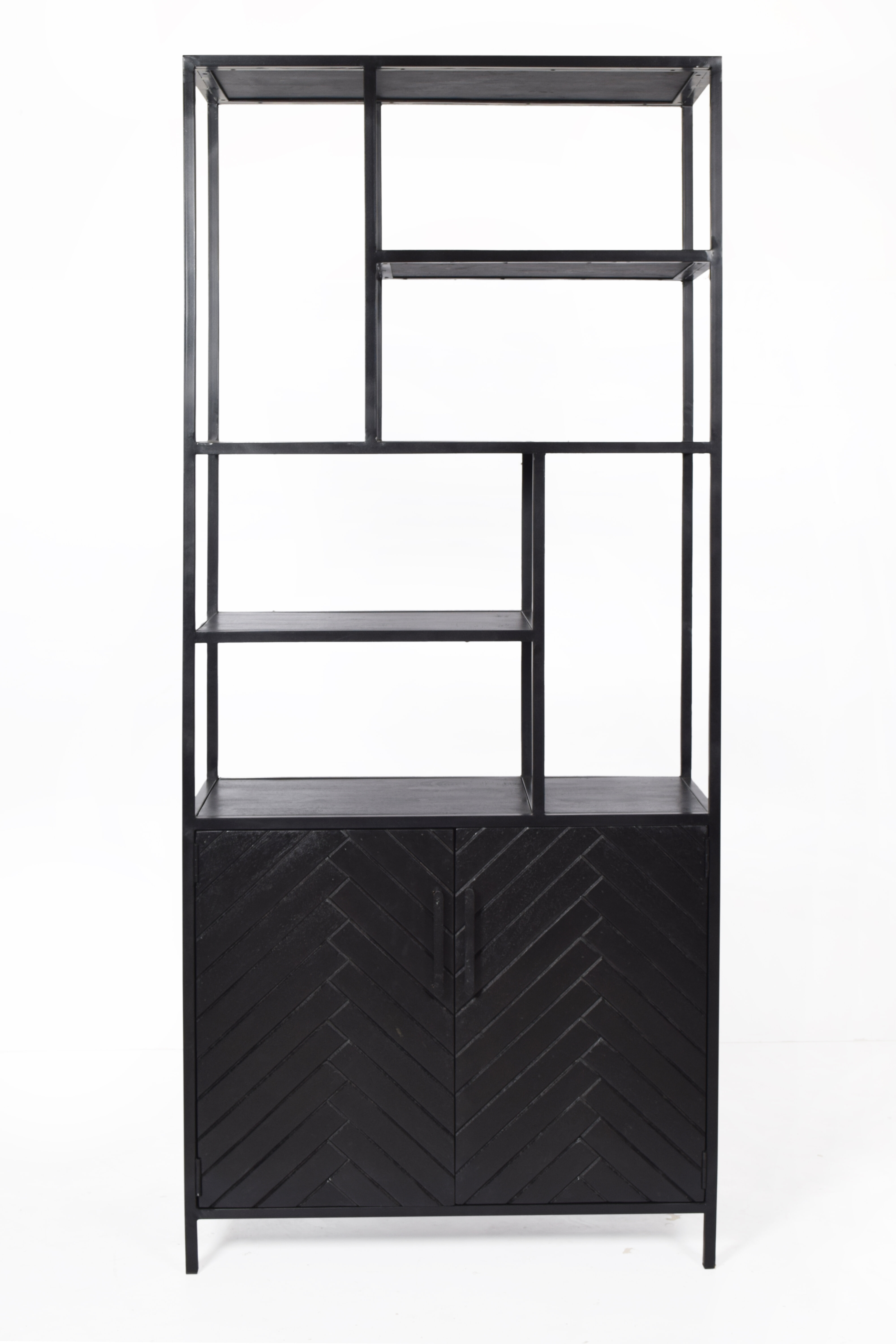 LivingFurn Wandkast 'York' Mangohout en staal, 210 x 90cm