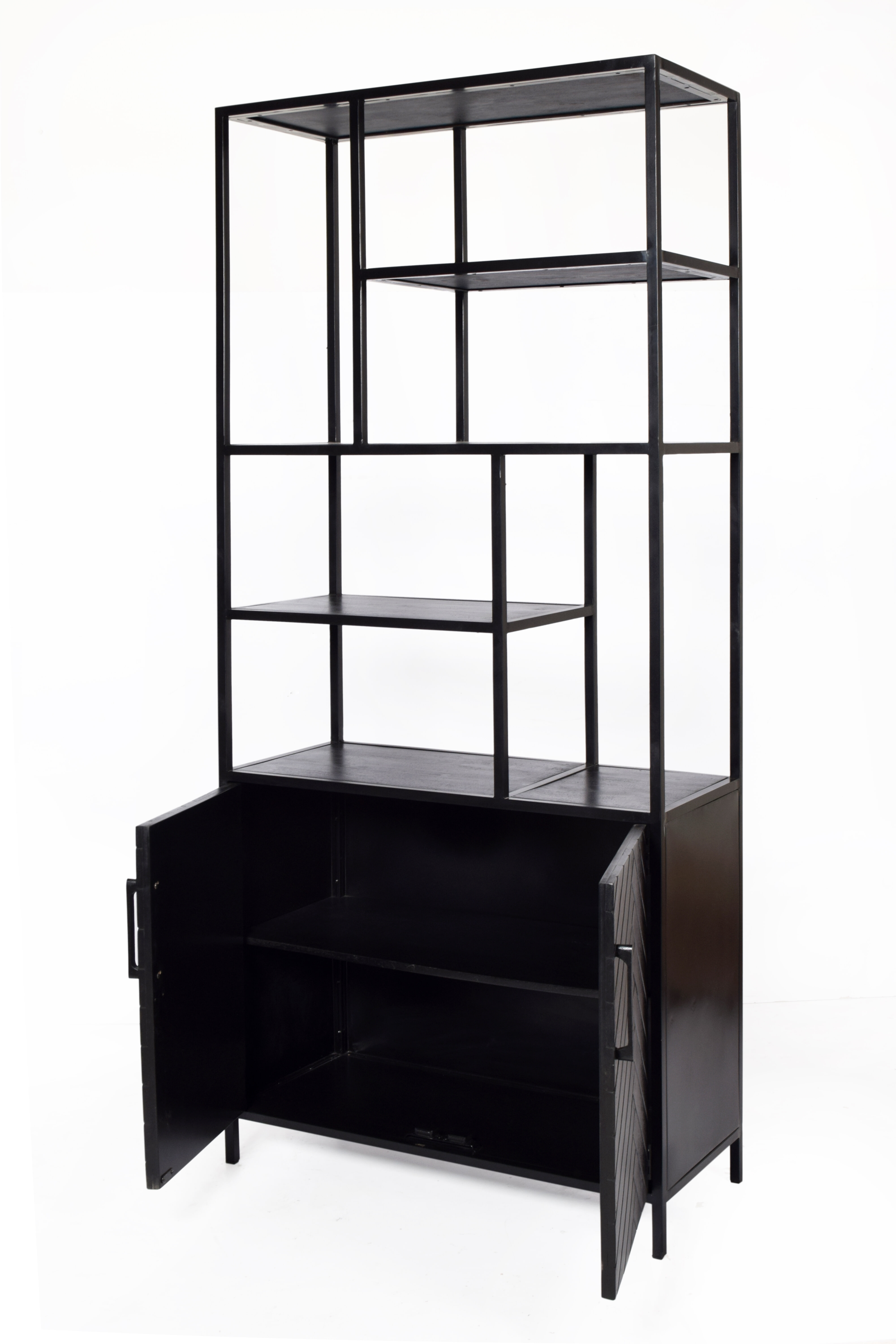 LivingFurn Wandkast 'York' Mangohout en staal, 210 x 90cm
