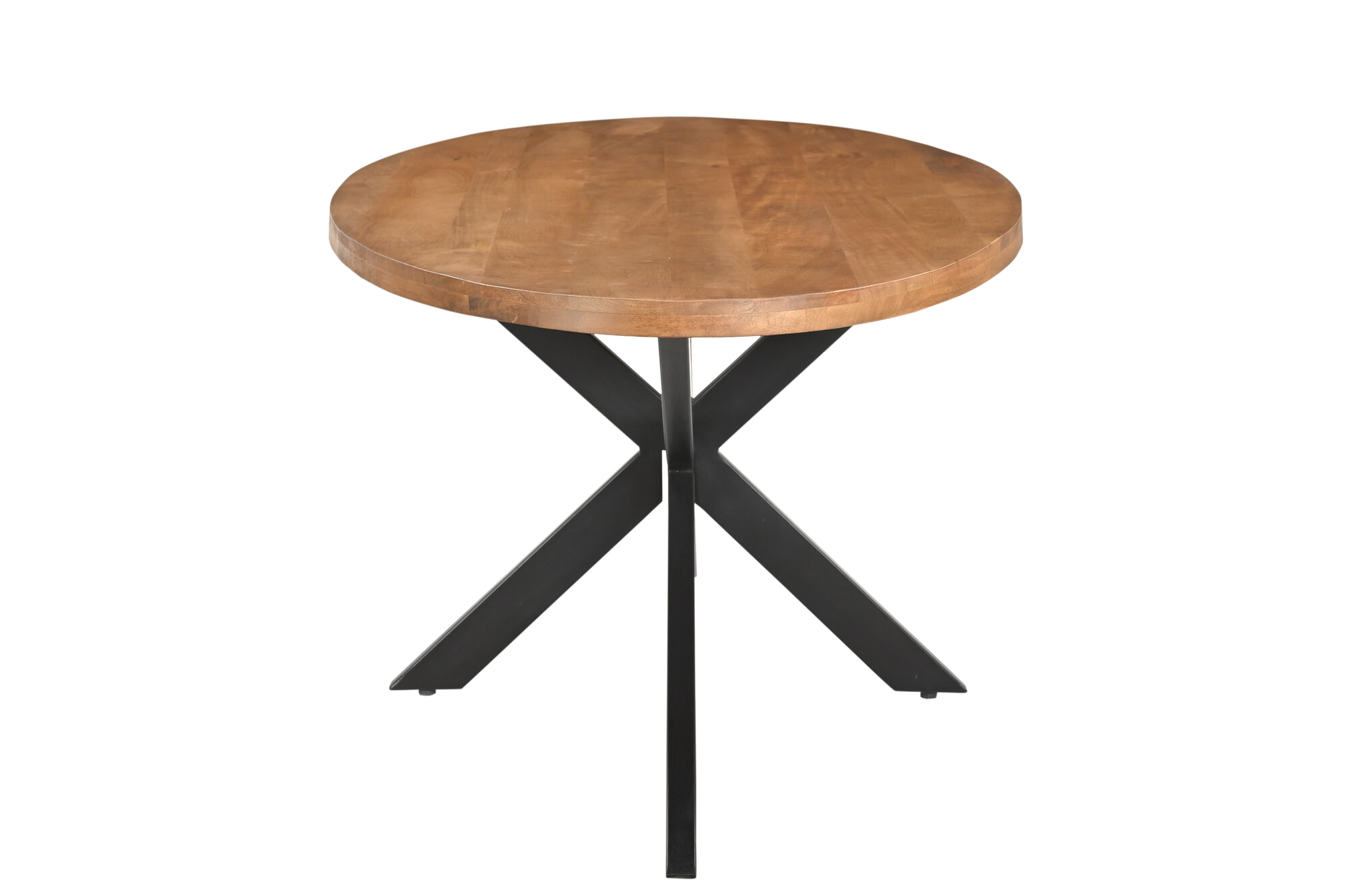 LivingFurn Ovale Eettafel 'Rocky' Mangohout en staal, 210 x 110cm