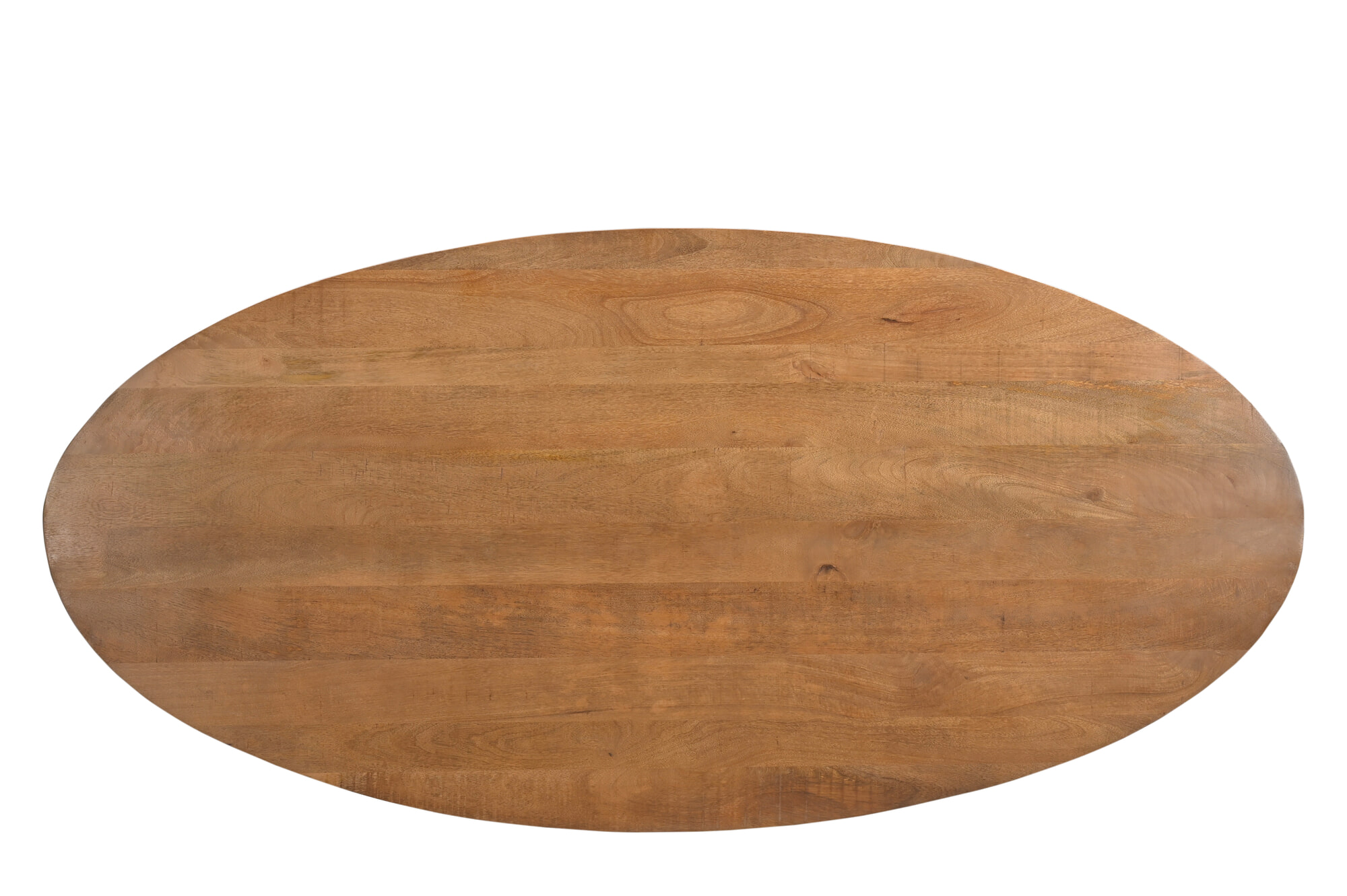 LivingFurn Ovale Eettafel 'Rocky' Mangohout en staal, 210 x 110cm