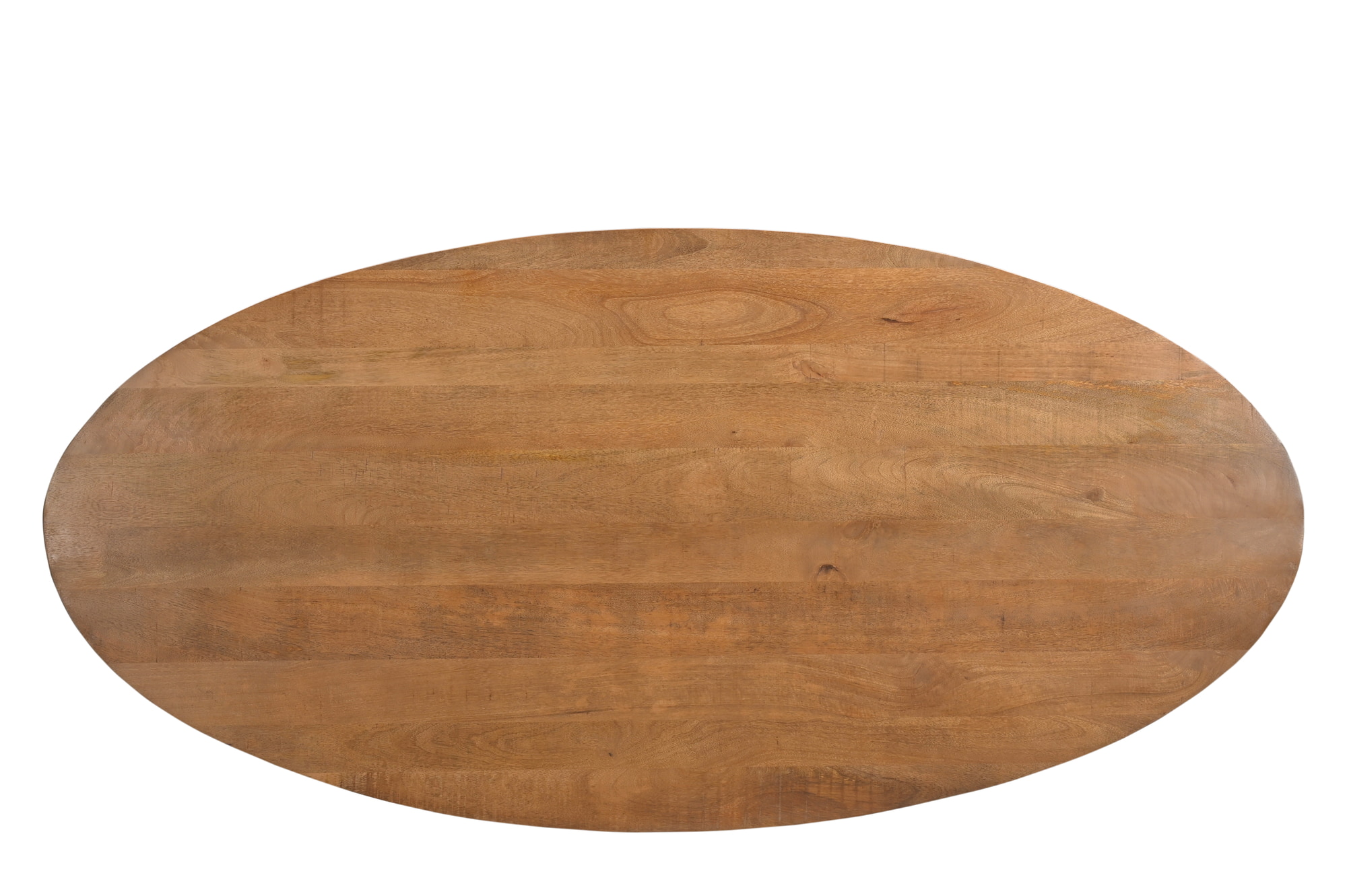 LivingFurn Ovale Eettafel 'Rocky' Mangohout en staal, 240 x 110cm