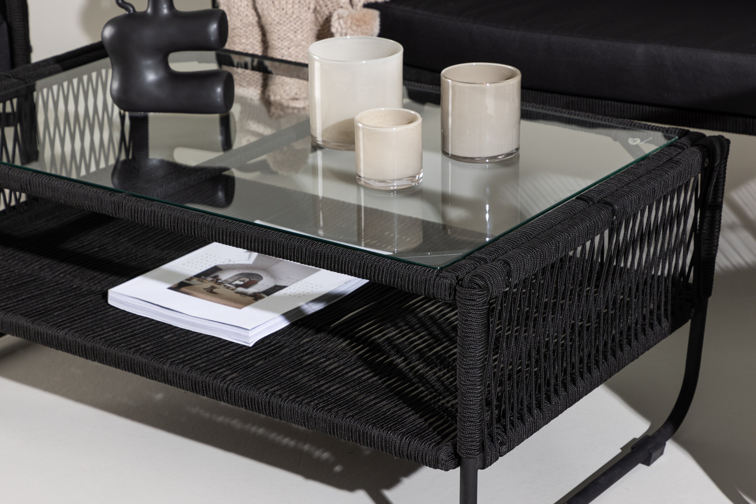 Nohr Loungeset 'Nikia' Met bank, 2 stoelen en tafel, kleur Zwart