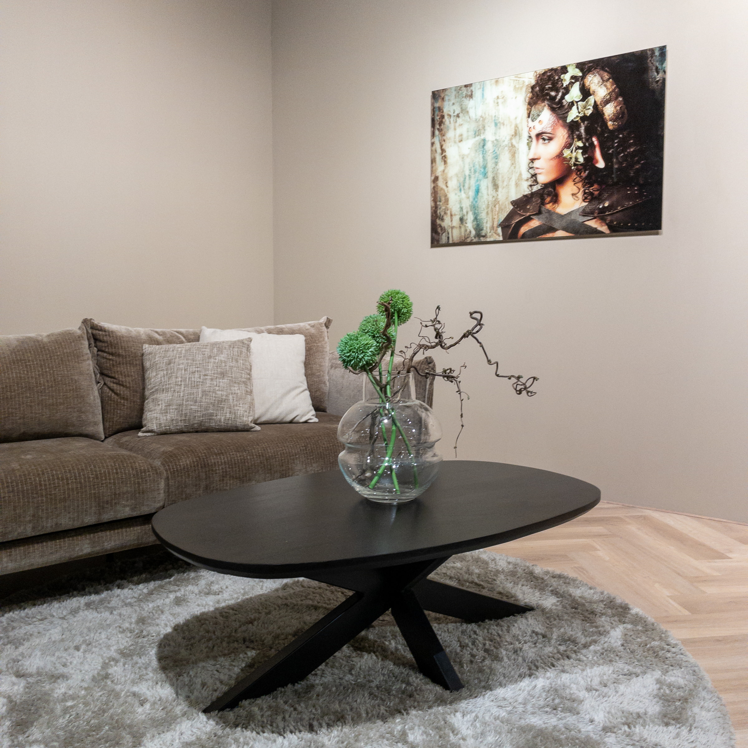 Livingfurn Salontafel 'Jesper' Mangohout, 120 x 75cm, kleur Zwart
