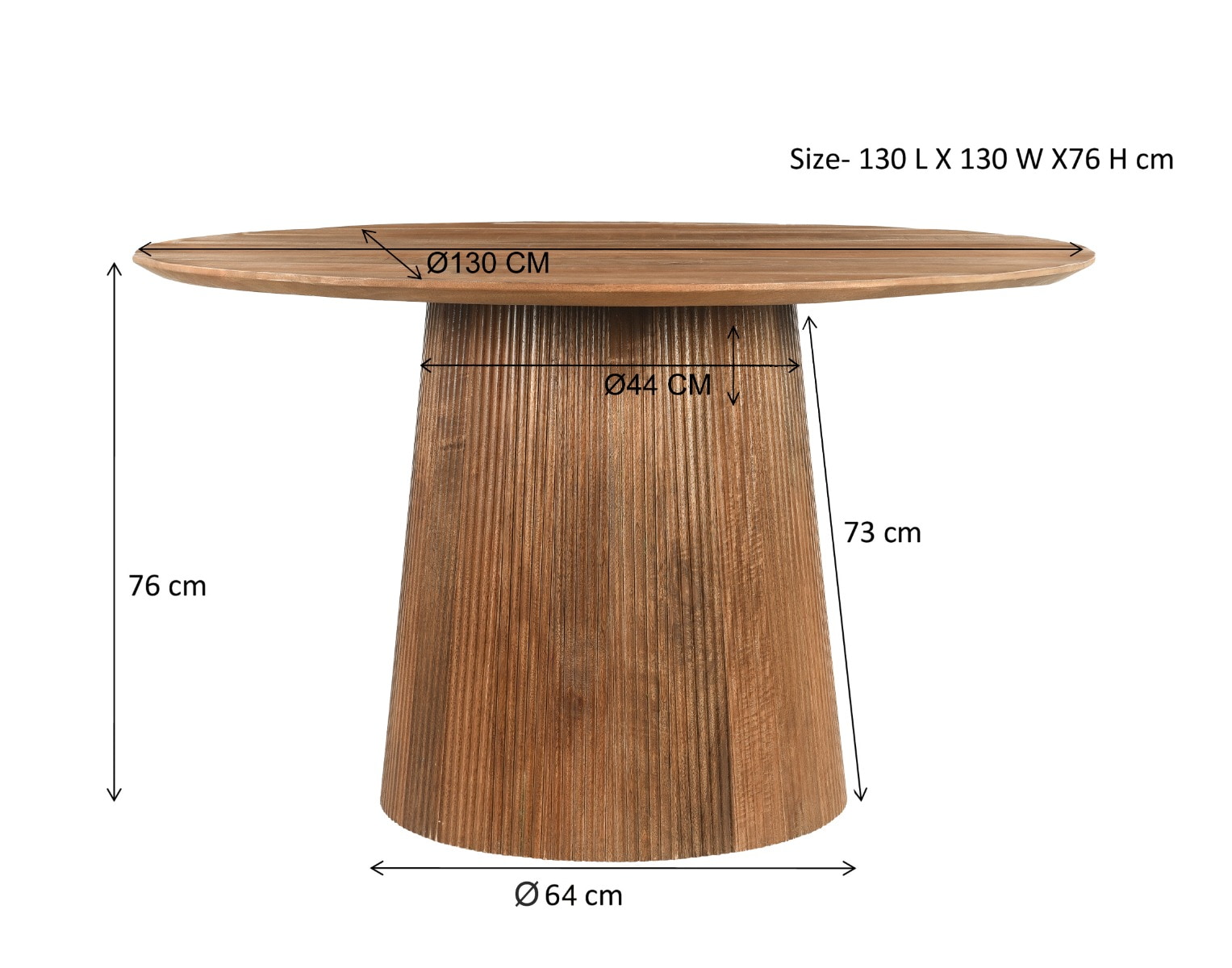 Sohome Ronde Eettafel 'Olav' Mangohout, 130cm, kleur Bruin