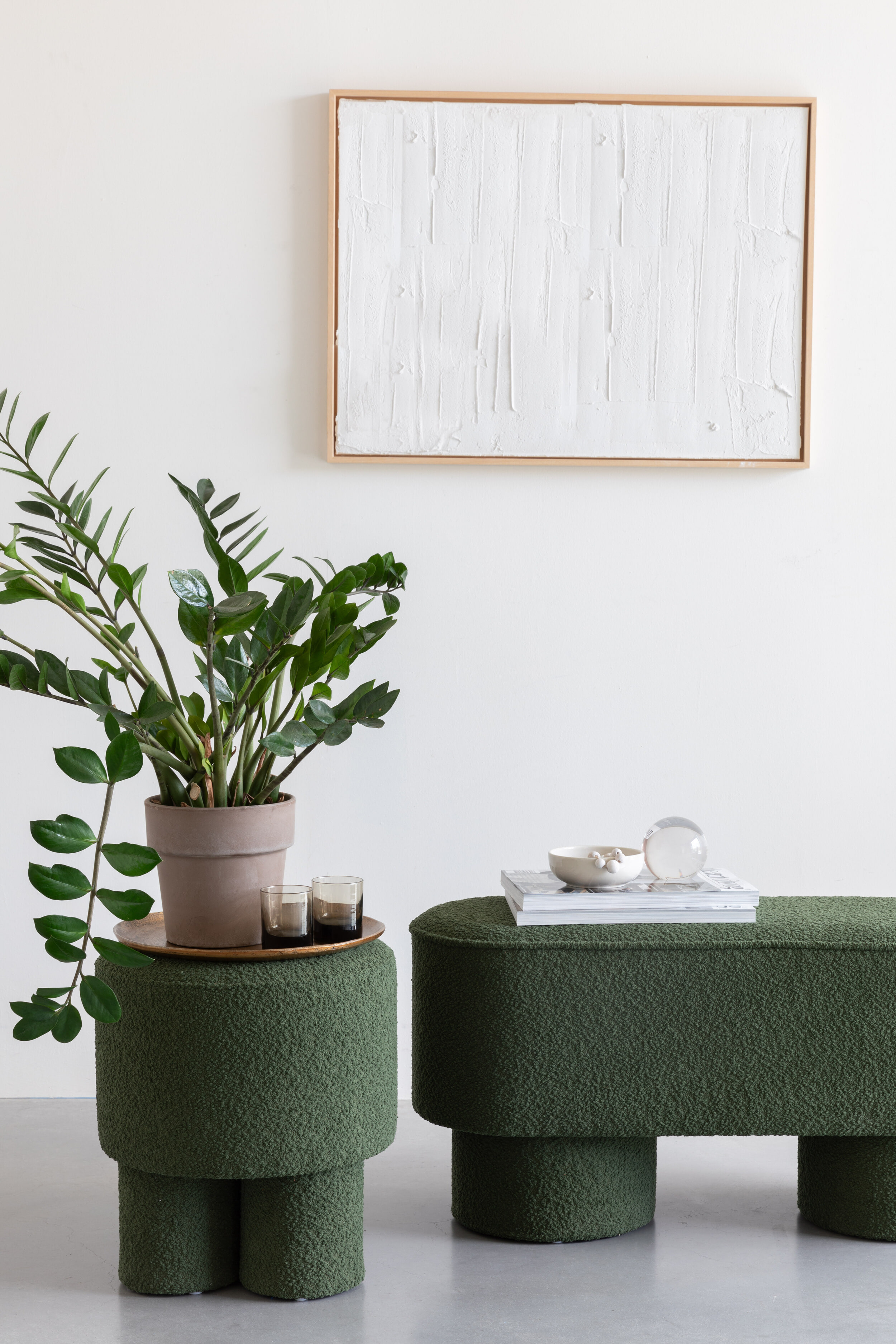 ZILT Kruk 'Lonetta' Bouclé, kleur Groen