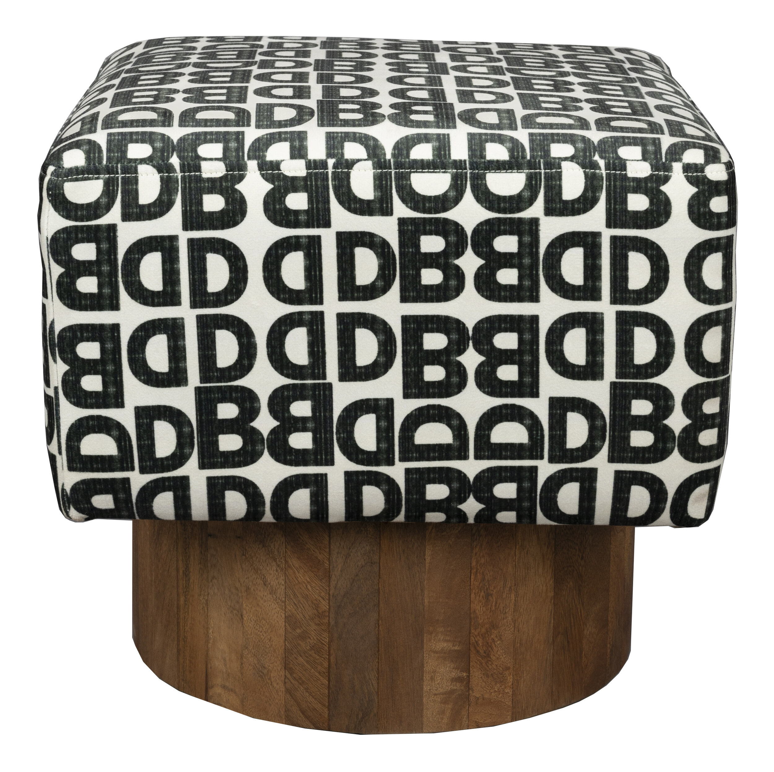 Dutchbone Kruk 'Monogram' Mangohout en stof