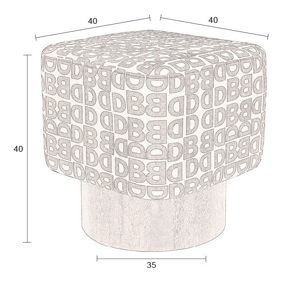 Dutchbone Kruk 'Monogram' Mangohout en stof
