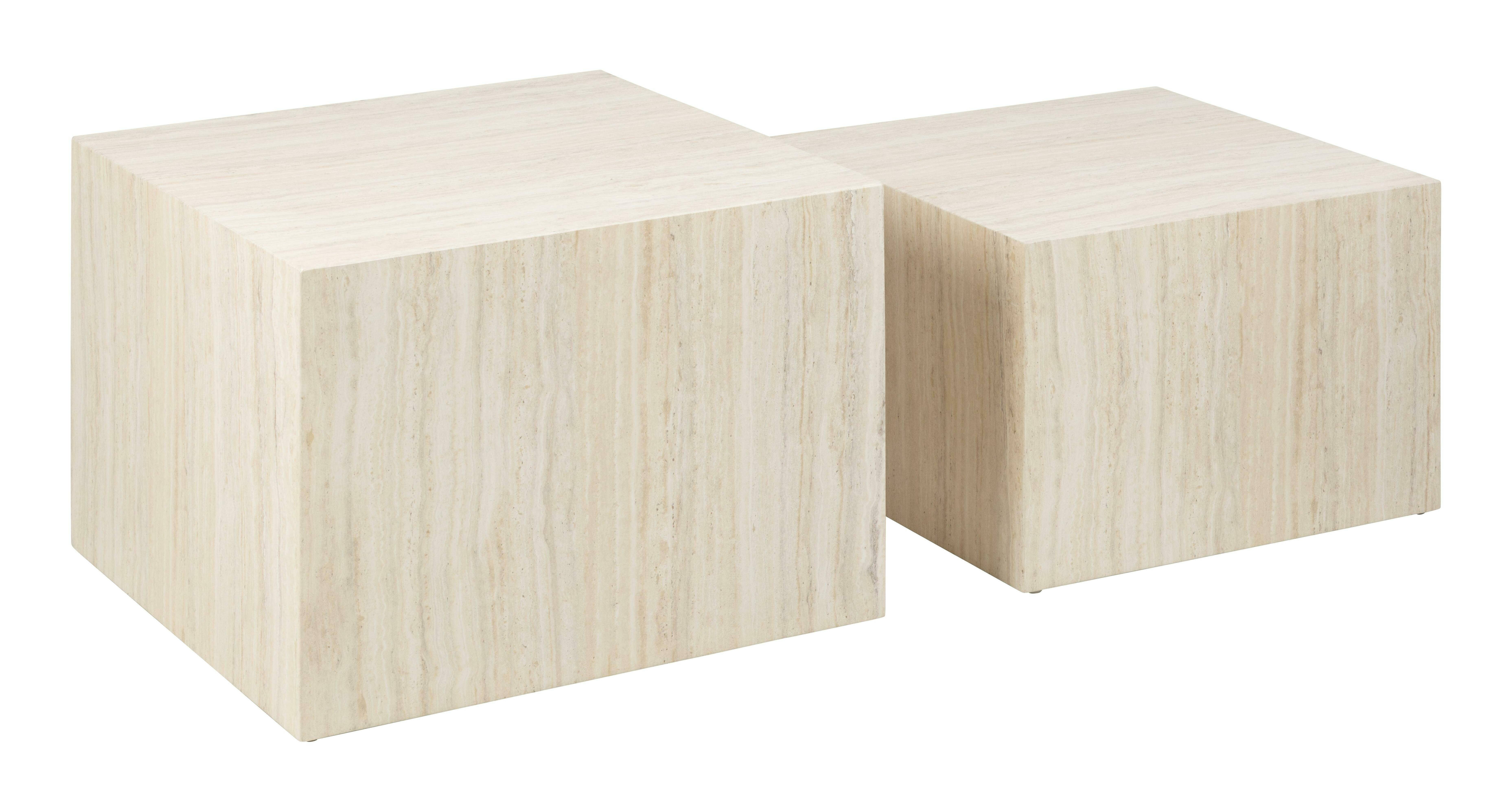 Bendt Salontafel Flavian Travertin, Set van 2 stuks - Beige - Vierkant